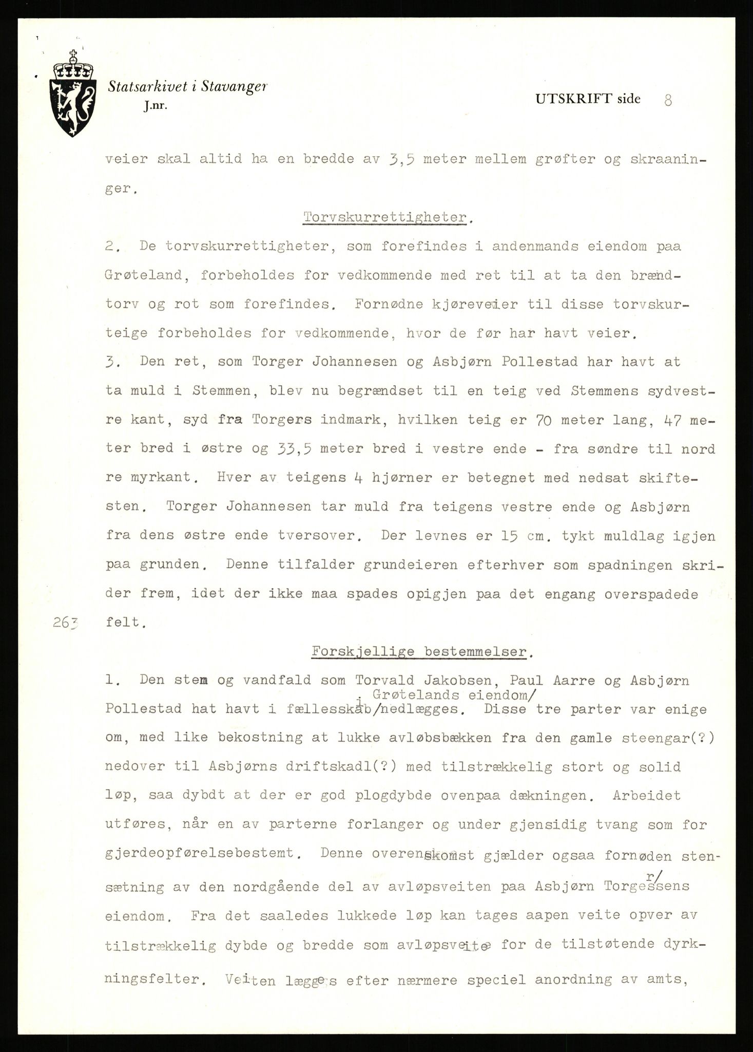 Statsarkivet i Stavanger, AV/SAST-A-101971/03/Y/Yj/L0027: Avskrifter sortert etter gårdsnavn: Gravdal - Grøtteland, 1750-1930, p. 377