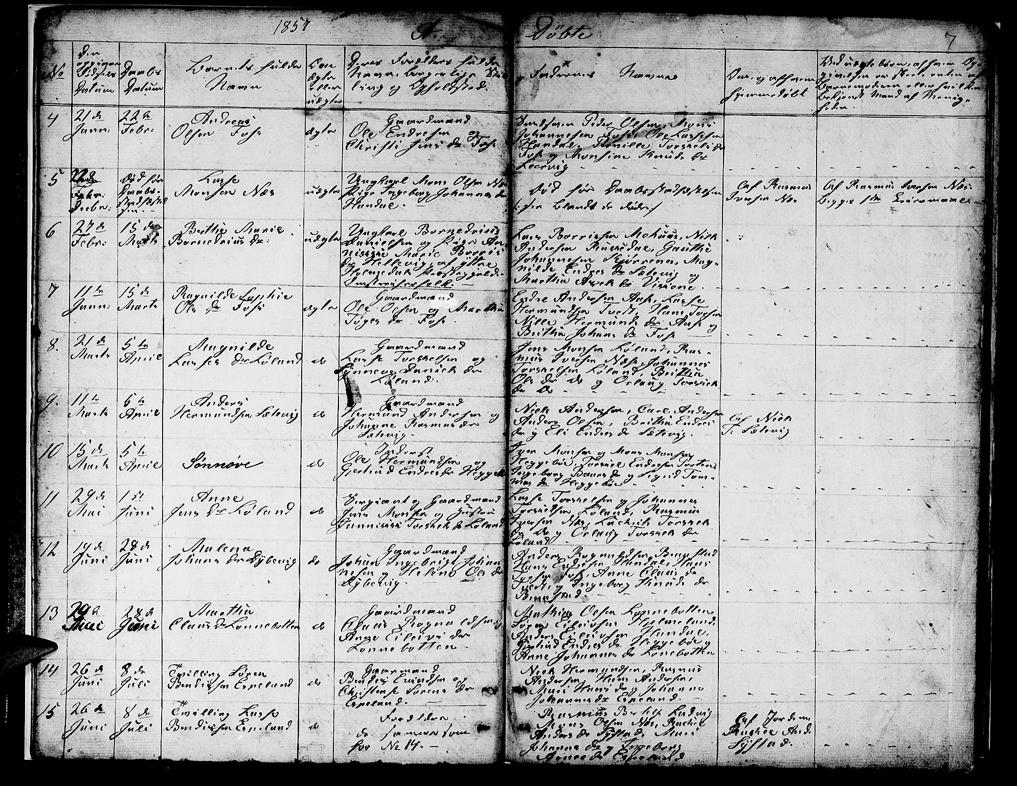 Hyllestad sokneprestembete, SAB/A-80401: Parish register (copy) no. B 1, 1854-1889, p. 7
