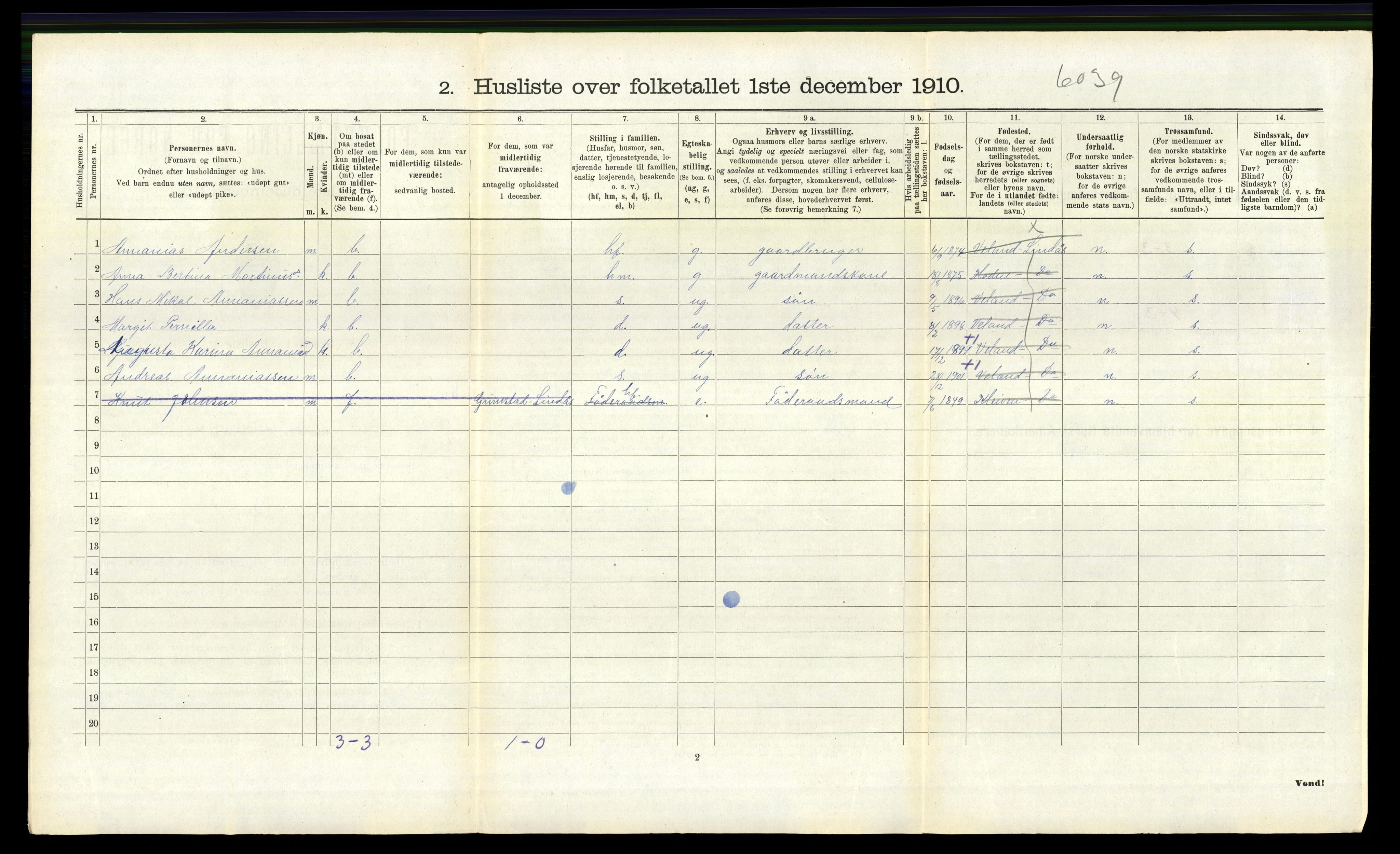 RA, 1910 census for Lindås, 1910, p. 953