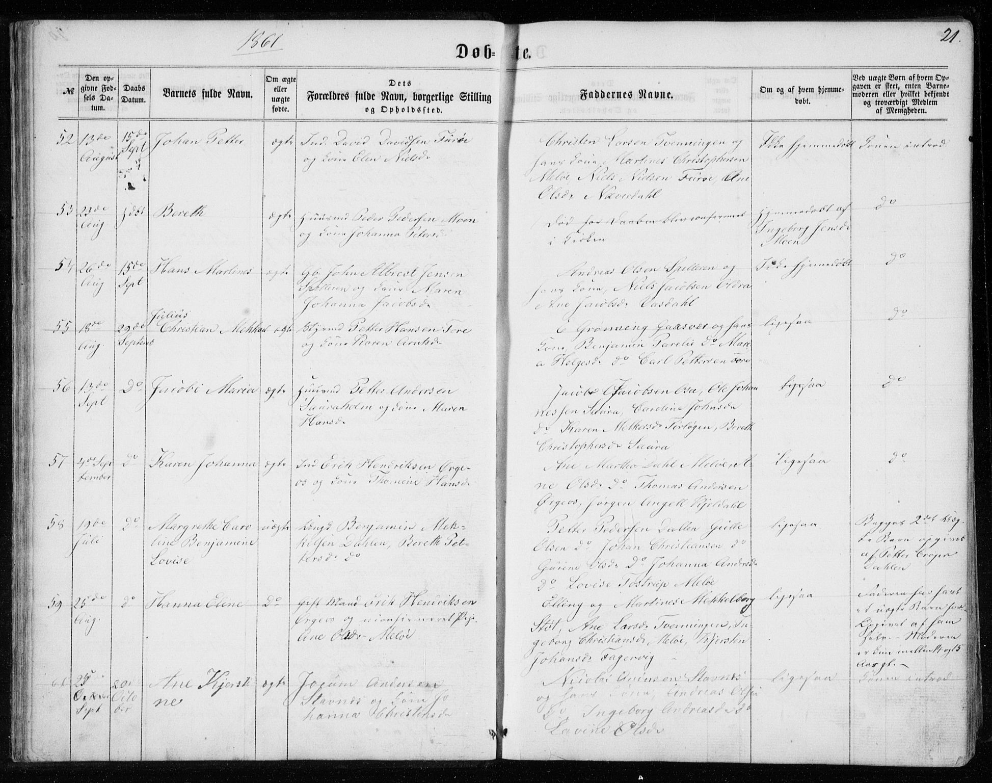 Ministerialprotokoller, klokkerbøker og fødselsregistre - Nordland, SAT/A-1459/843/L0634: Parish register (copy) no. 843C03, 1860-1884, p. 21