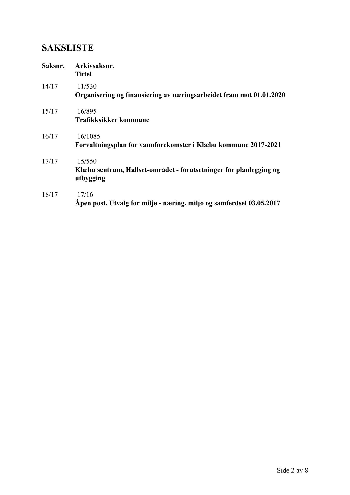 Klæbu Kommune, TRKO/KK/06-UM/L004: Utvalg for miljø - Møtedokumenter 2017, 2017, p. 735