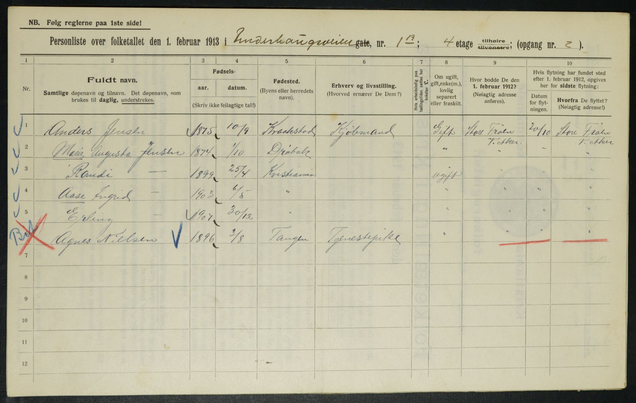 OBA, Municipal Census 1913 for Kristiania, 1913, p. 119676