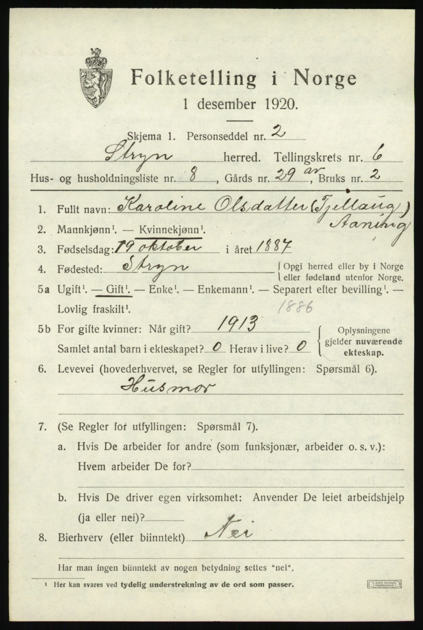 SAB, 1920 census for Stryn, 1920, p. 2726