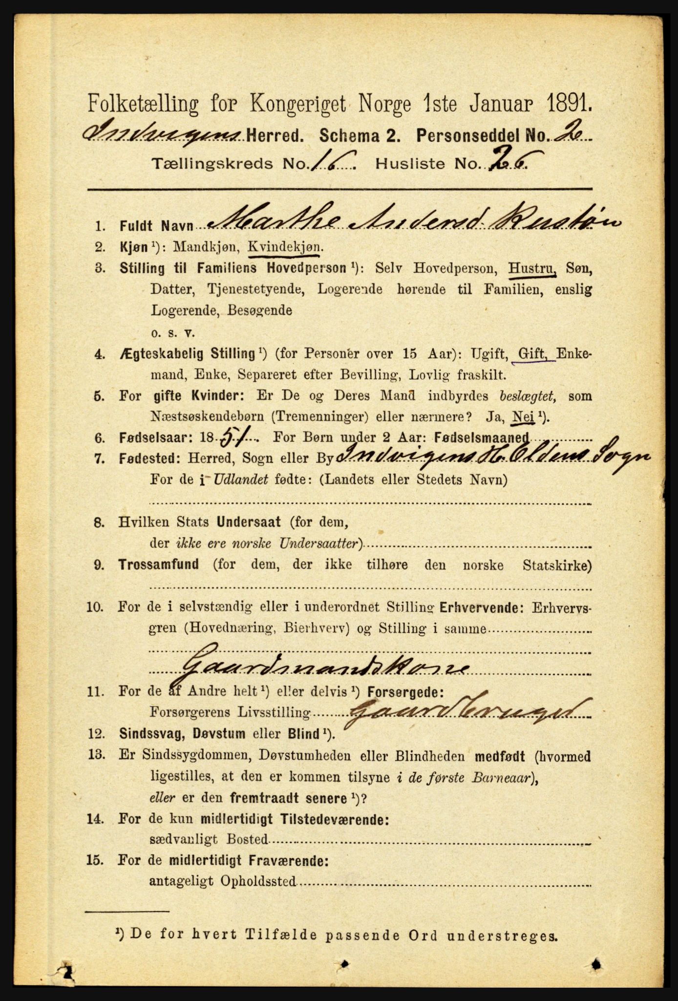 RA, 1891 census for 1447 Innvik, 1891, p. 3433