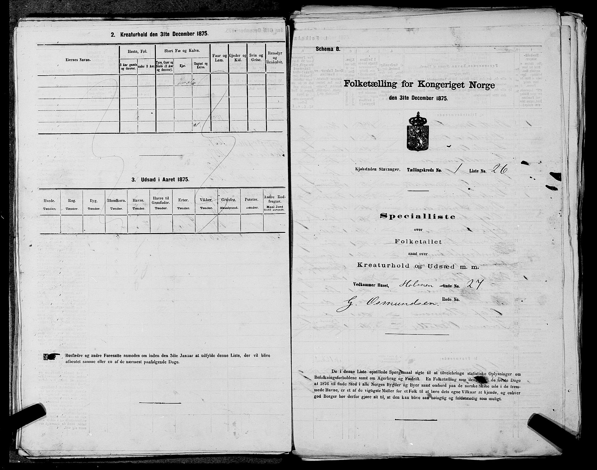 SAST, 1875 census for 1103 Stavanger, 1875, p. 53