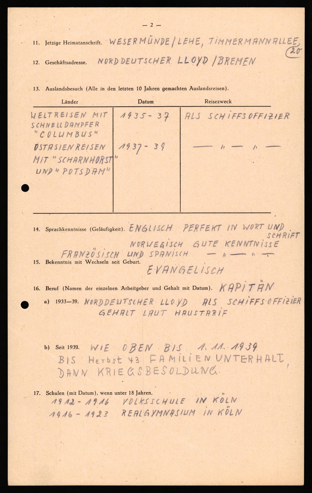 Forsvaret, Forsvarets overkommando II, AV/RA-RAFA-3915/D/Db/L0034: CI Questionaires. Tyske okkupasjonsstyrker i Norge. Tyskere., 1945-1946, p. 219