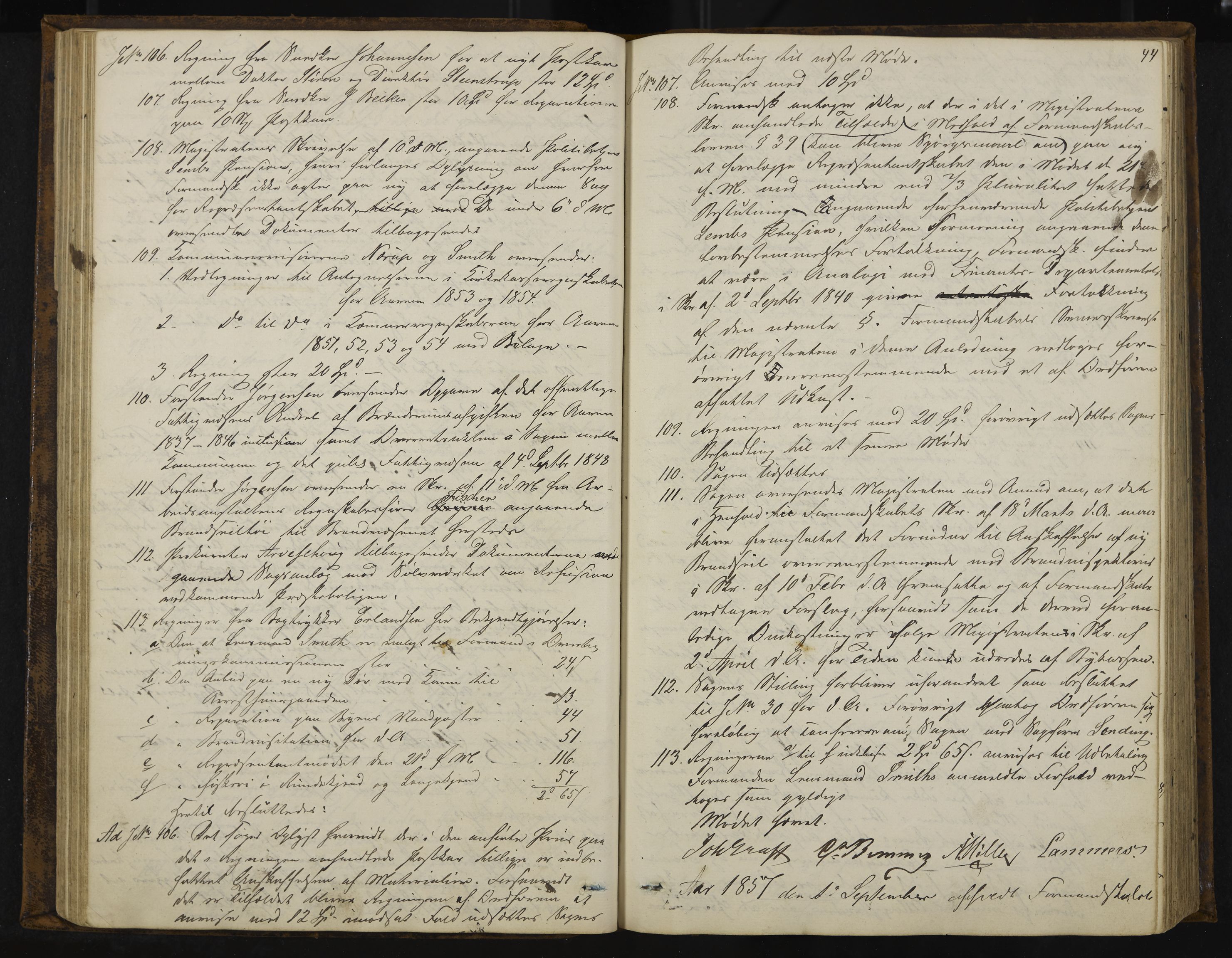 Kongsberg formannskap og sentraladministrasjon, IKAK/0604021-1/A/L0003: Møtebok med register, 1856-1861, p. 44