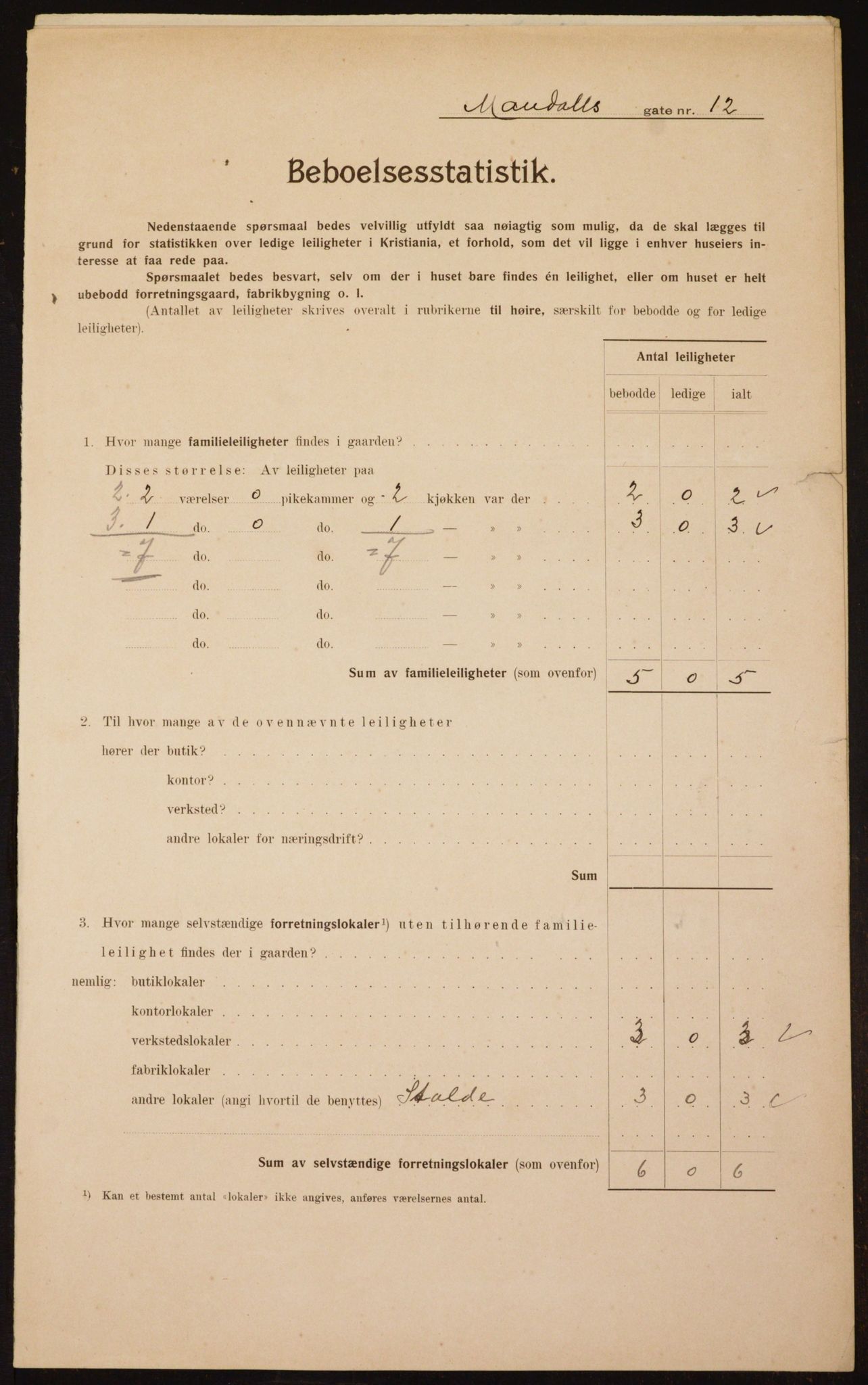 OBA, Municipal Census 1910 for Kristiania, 1910, p. 58367