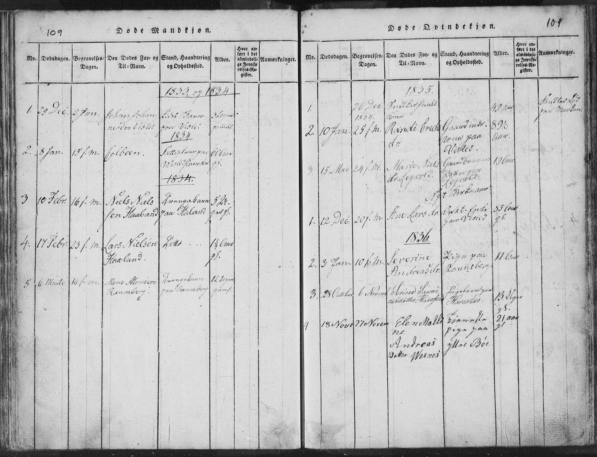 Hetland sokneprestkontor, SAST/A-101826/30/30BA/L0001: Parish register (official) no. A 1, 1816-1856, p. 109