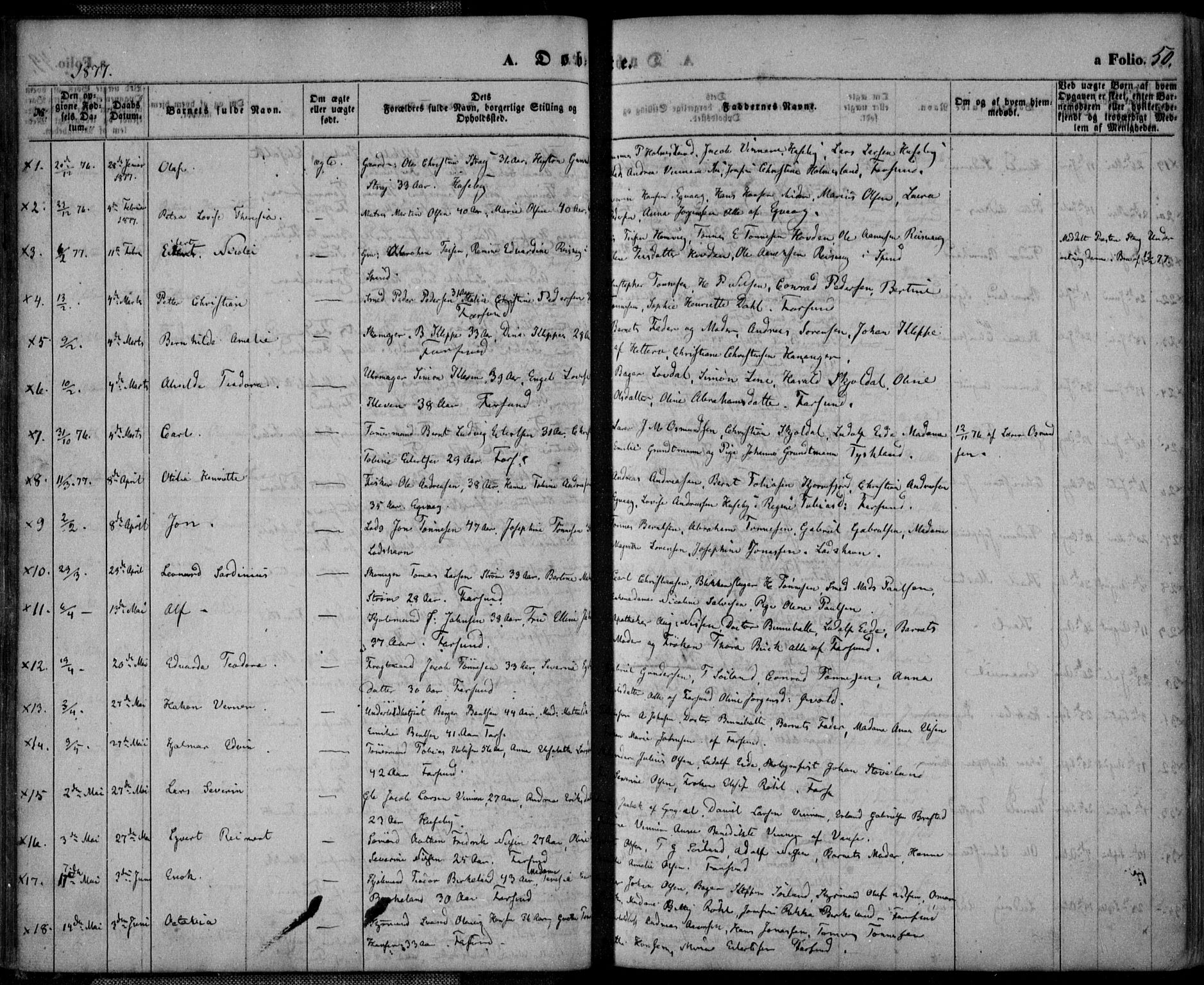 Farsund sokneprestkontor, SAK/1111-0009/F/Fa/L0005: Parish register (official) no. A 5, 1863-1886, p. 50