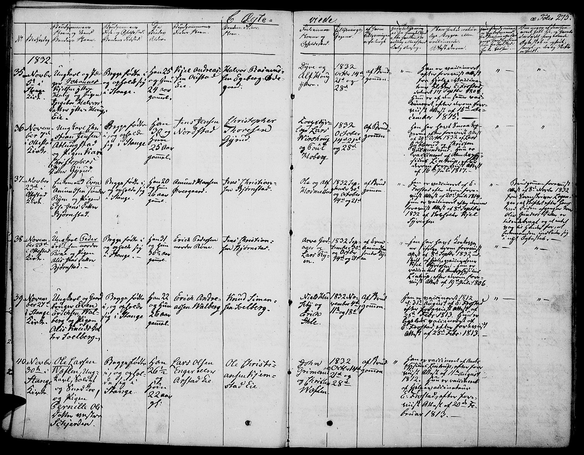 Stange prestekontor, AV/SAH-PREST-002/K/L0009: Parish register (official) no. 9, 1826-1835, p. 275