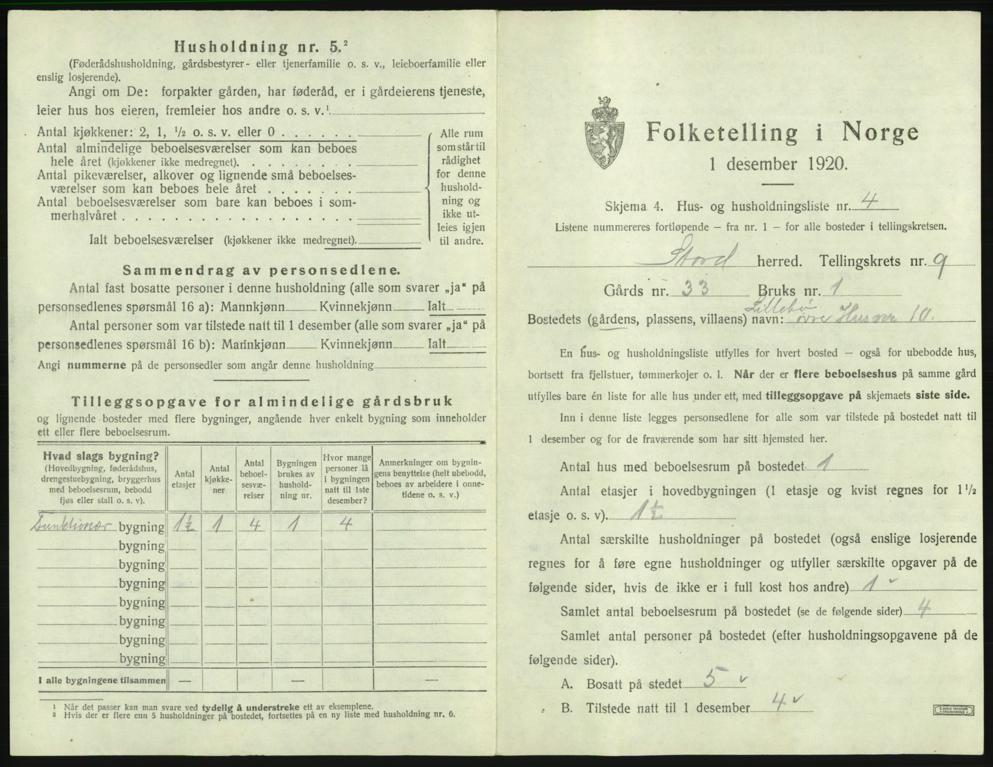 SAB, 1920 census for Stord, 1920, p. 531