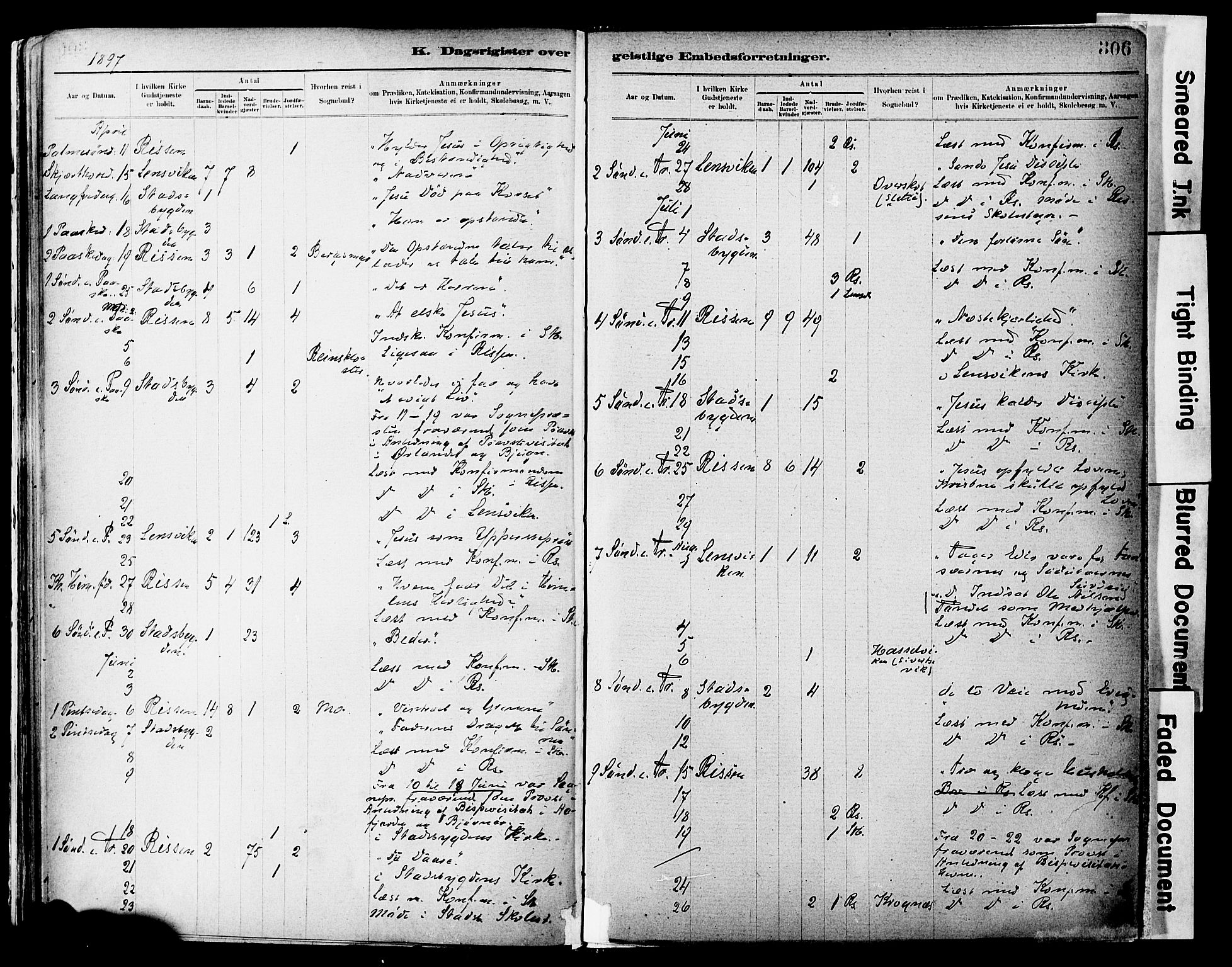 Ministerialprotokoller, klokkerbøker og fødselsregistre - Sør-Trøndelag, AV/SAT-A-1456/646/L0615: Parish register (official) no. 646A13, 1885-1900, p. 306