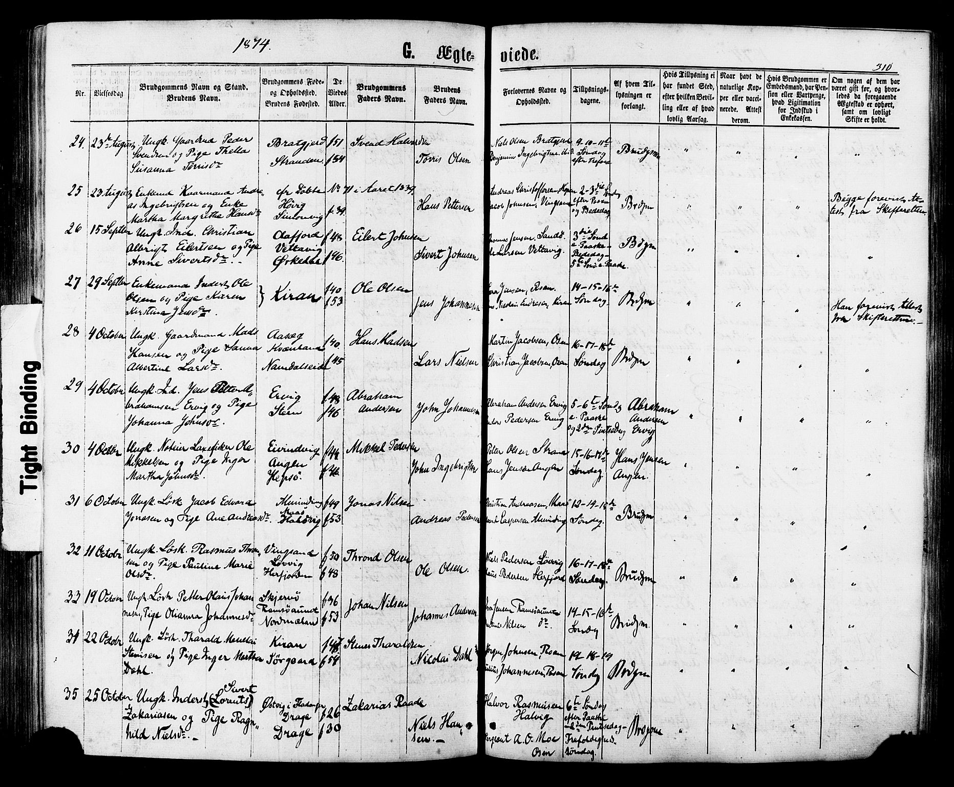 Ministerialprotokoller, klokkerbøker og fødselsregistre - Sør-Trøndelag, AV/SAT-A-1456/657/L0706: Parish register (official) no. 657A07, 1867-1878, p. 310