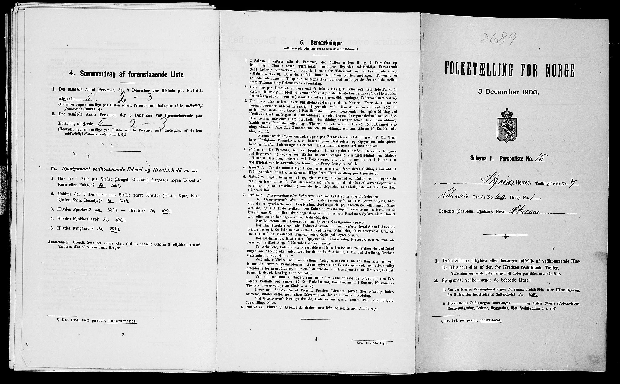 SAST, 1900 census for Skjold, 1900, p. 667