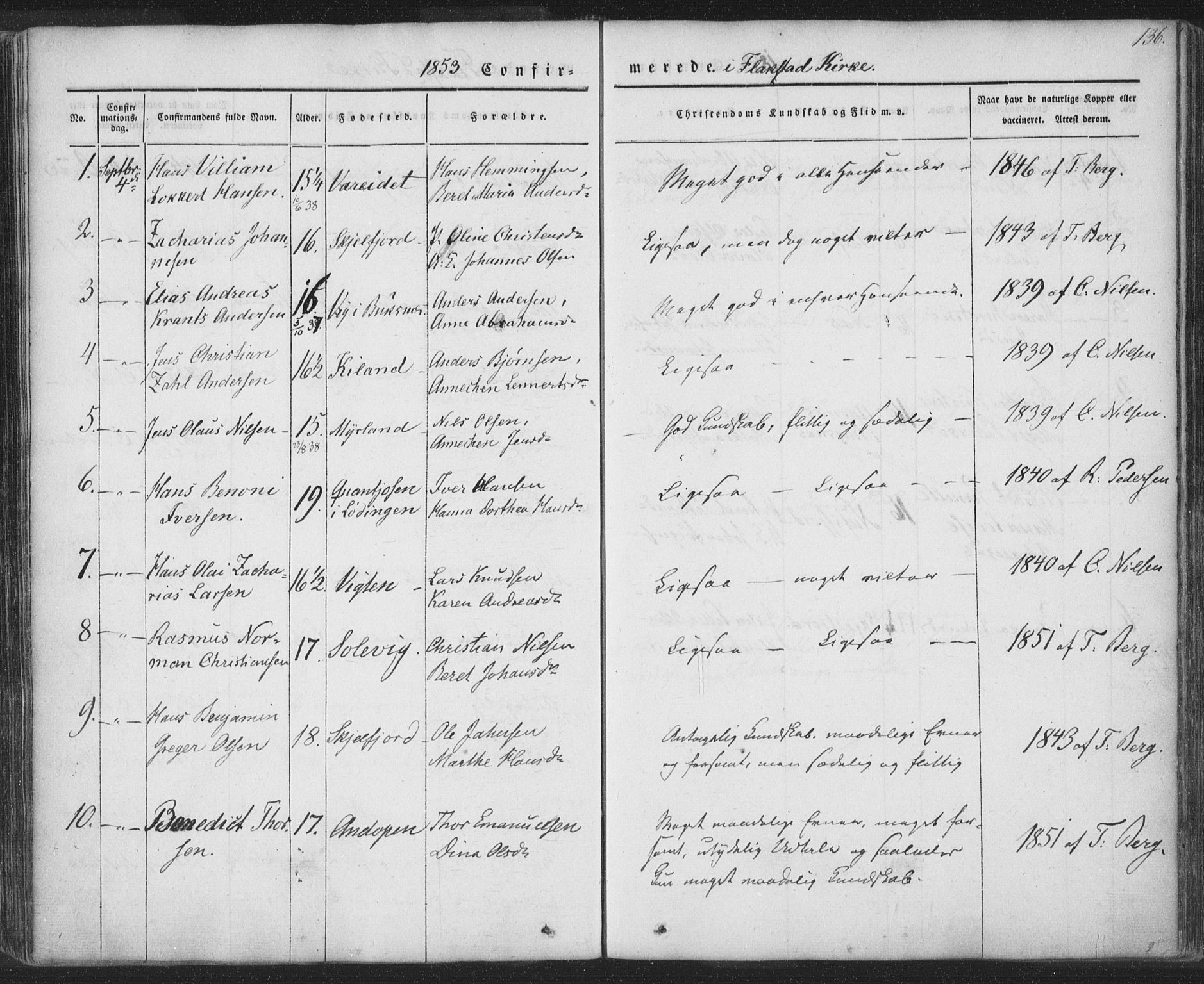 Ministerialprotokoller, klokkerbøker og fødselsregistre - Nordland, SAT/A-1459/885/L1202: Parish register (official) no. 885A03, 1838-1859, p. 136
