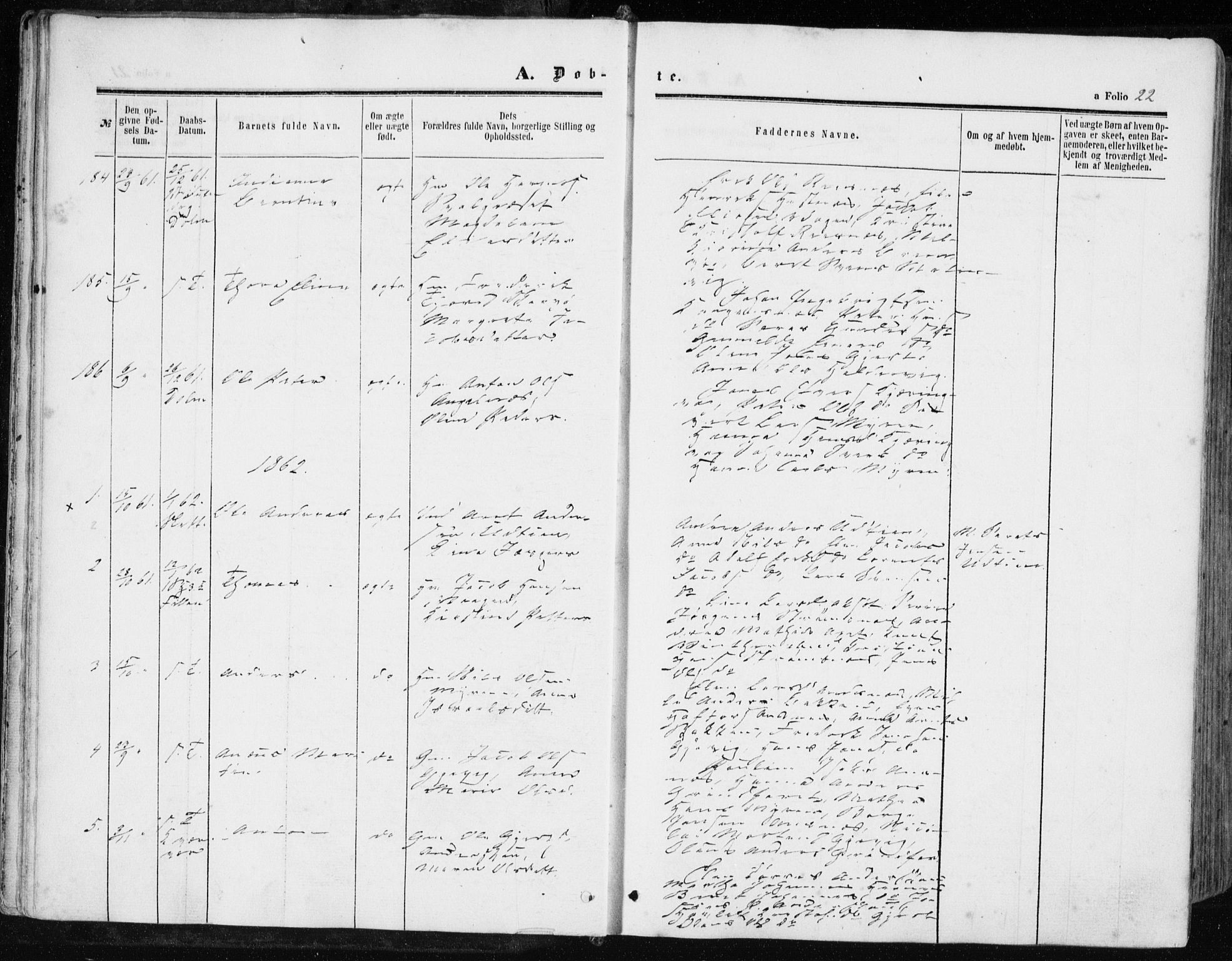 Ministerialprotokoller, klokkerbøker og fødselsregistre - Sør-Trøndelag, SAT/A-1456/634/L0531: Parish register (official) no. 634A07, 1861-1870, p. 22