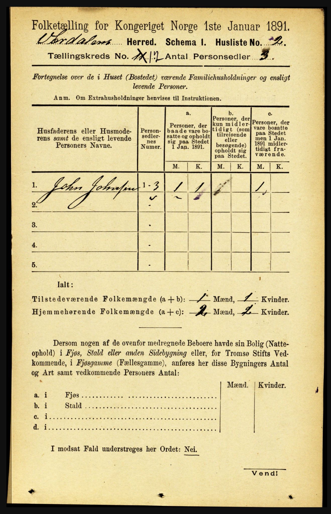 RA, 1891 census for 1721 Verdal, 1891, p. 6390