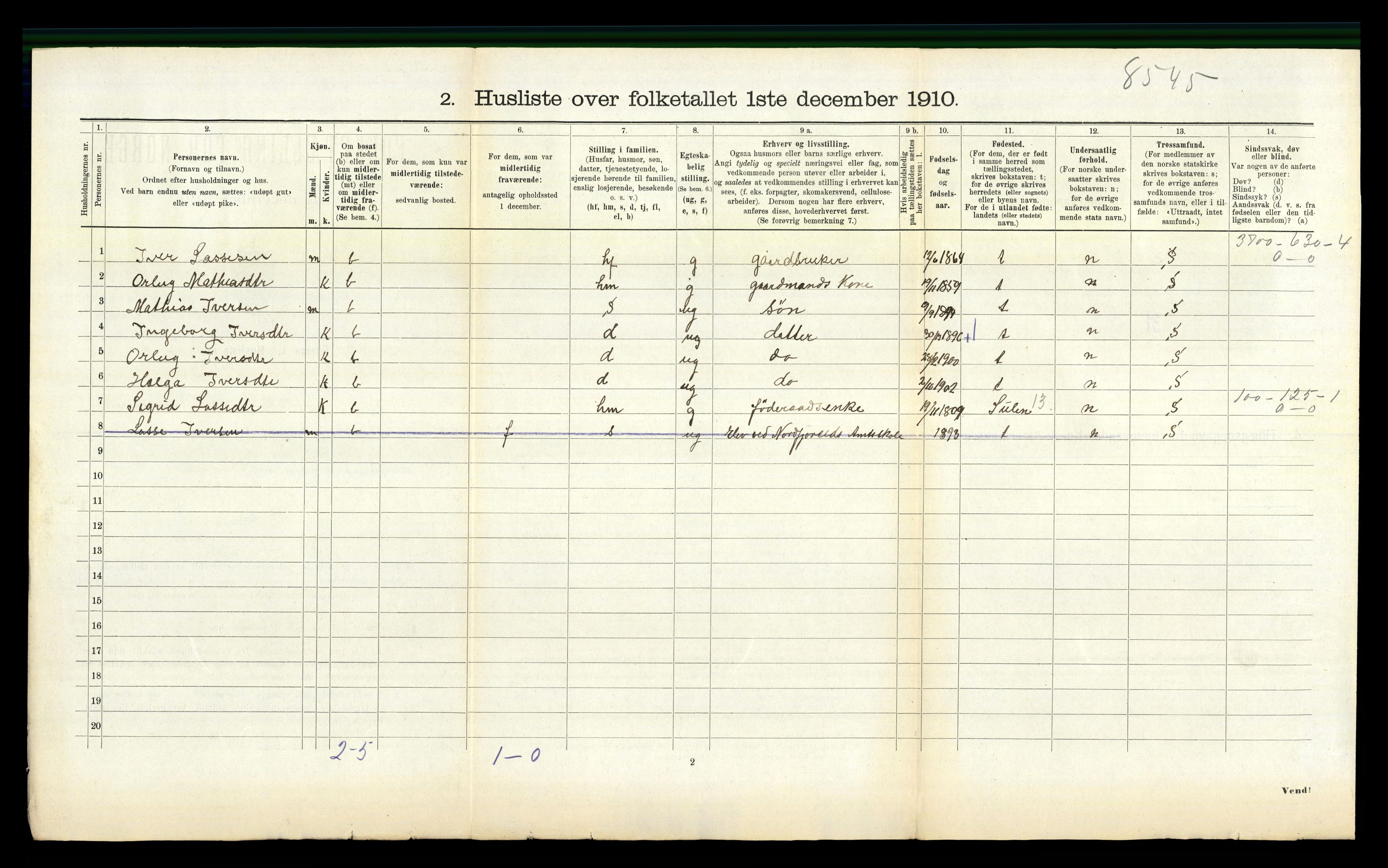 RA, 1910 census for Hyllestad, 1910, p. 680