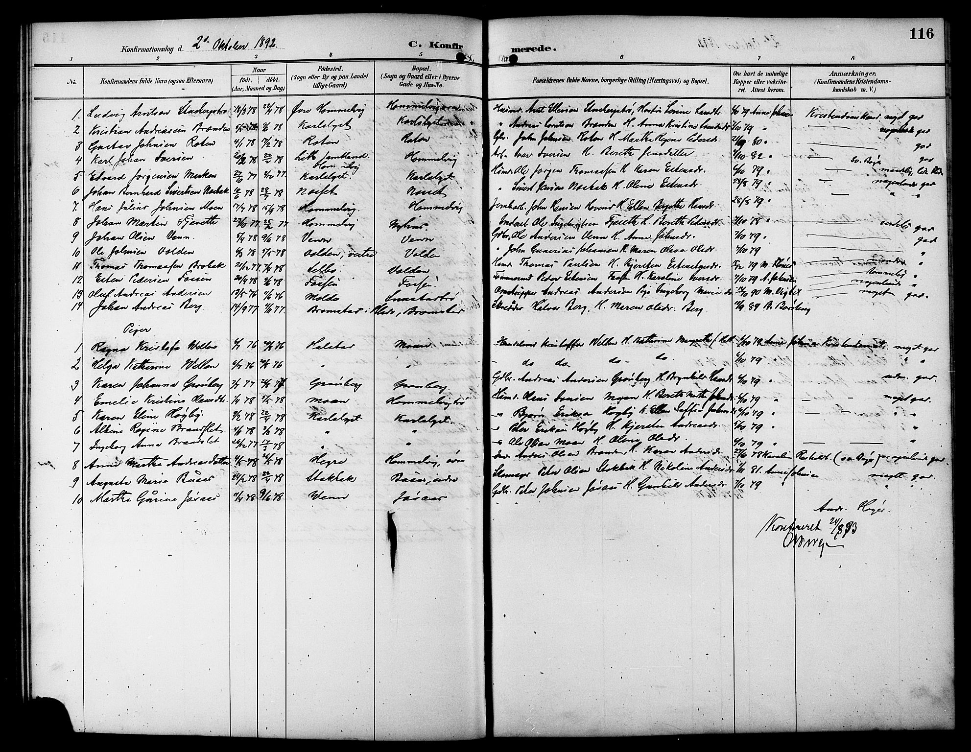 Ministerialprotokoller, klokkerbøker og fødselsregistre - Sør-Trøndelag, AV/SAT-A-1456/617/L0431: Parish register (copy) no. 617C01, 1889-1910, p. 116