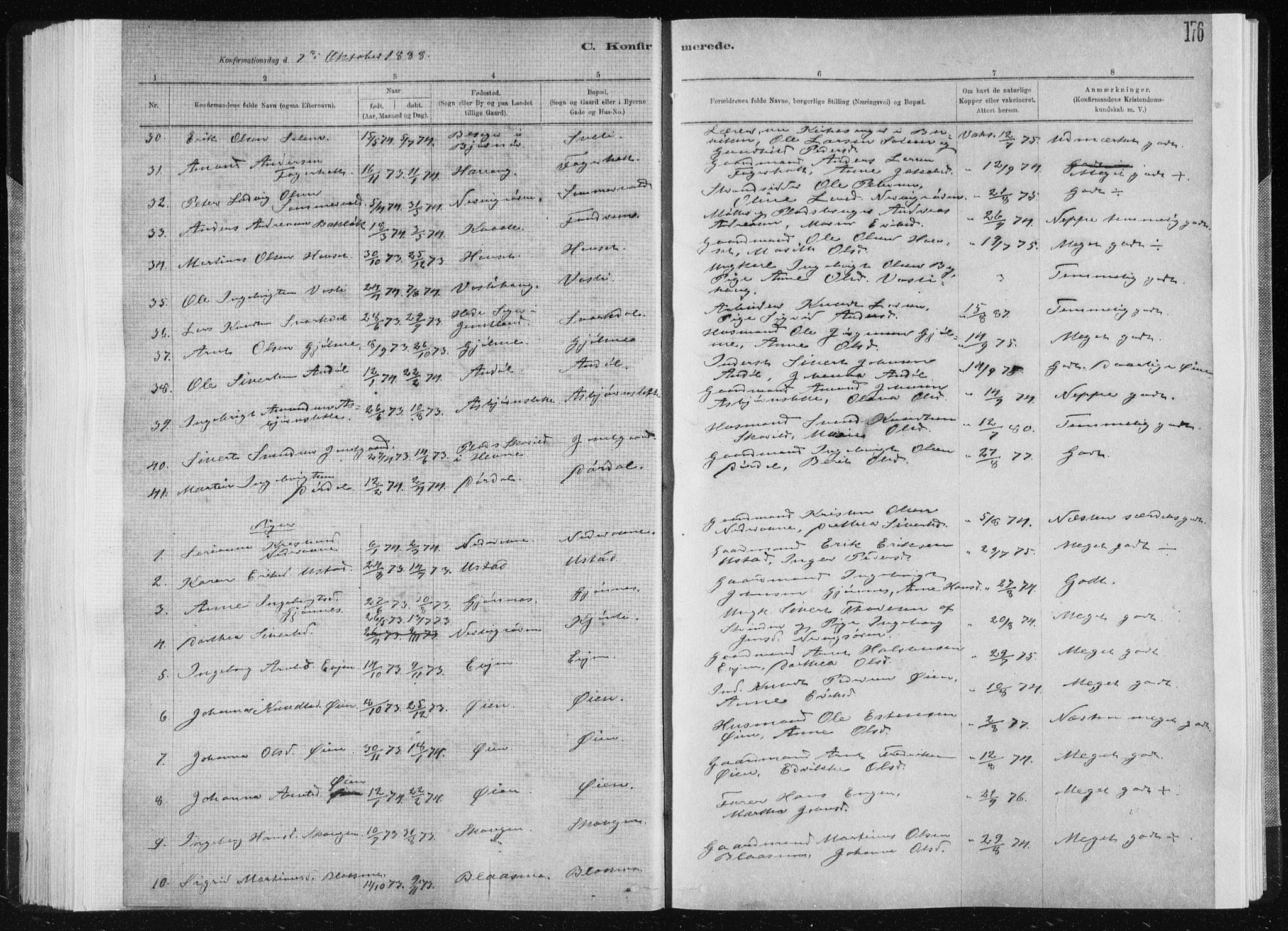 Ministerialprotokoller, klokkerbøker og fødselsregistre - Sør-Trøndelag, SAT/A-1456/668/L0818: Parish register (copy) no. 668C07, 1885-1898, p. 176