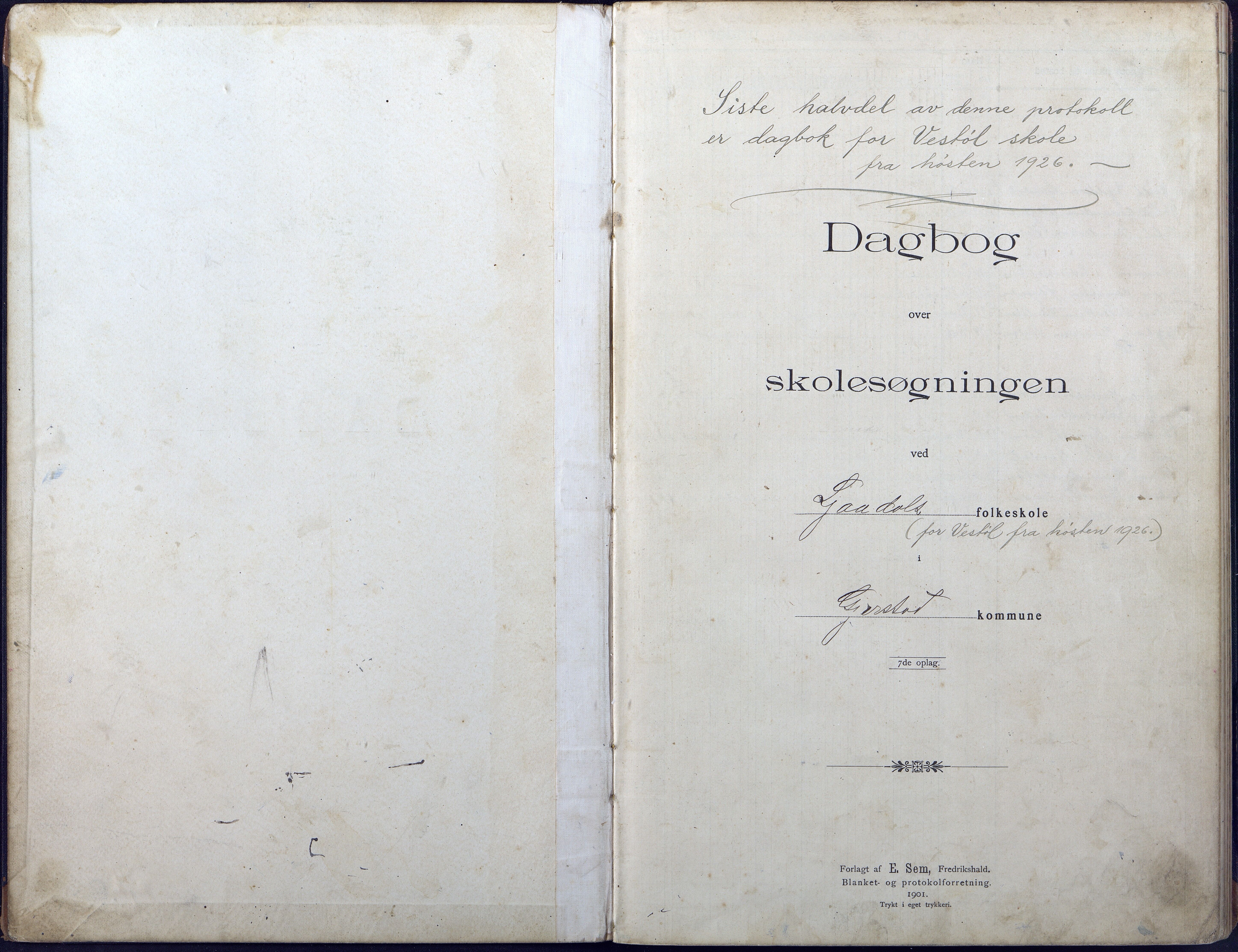 Gjerstad Kommune, Vestøl-Ljaadal-Trydal-Løite, AAMA/KA0911-550e/F01/L0003: Dagbok Vestøl-Ljaadal folkeskole, 1902-1928