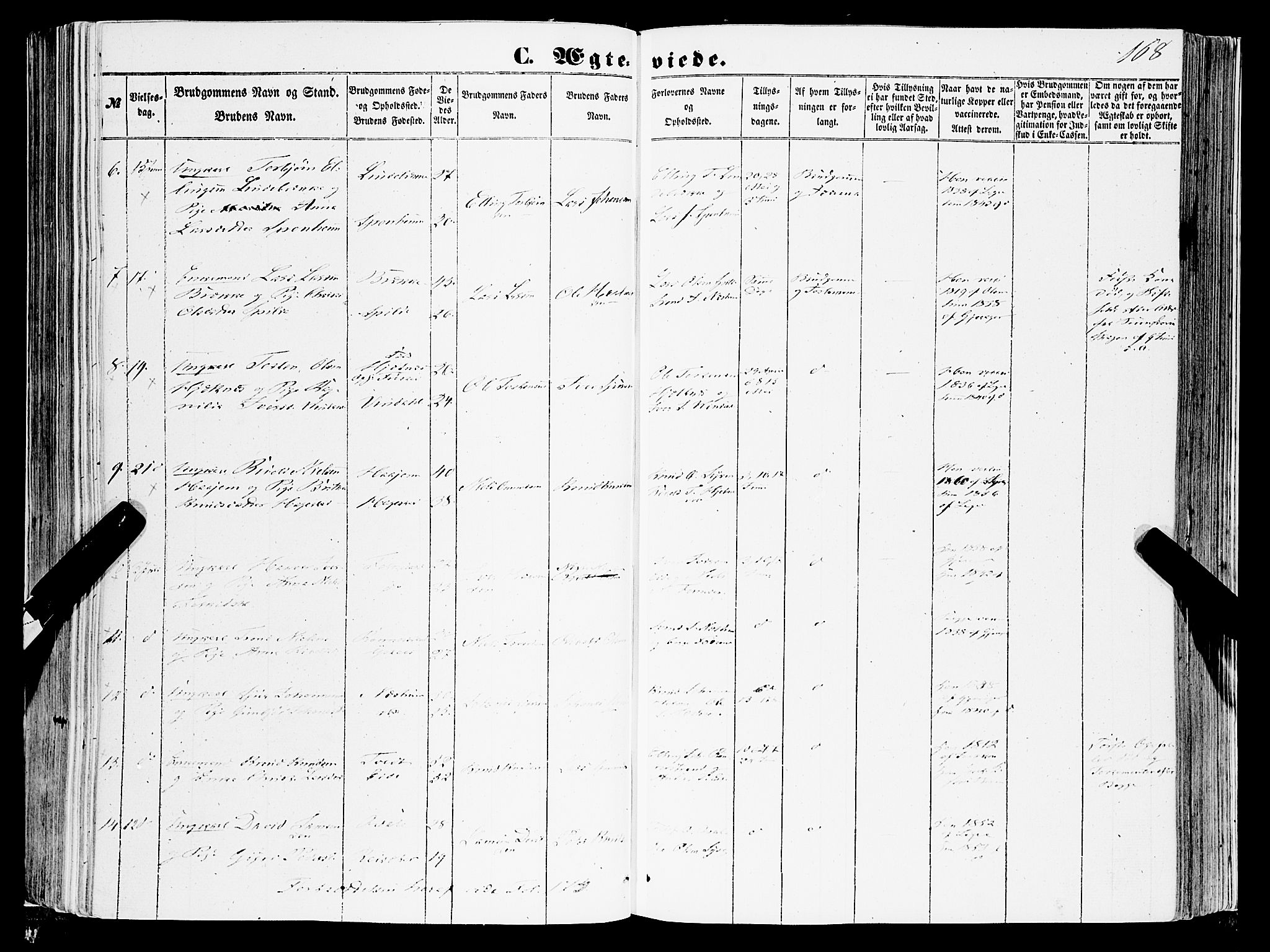 Ulvik sokneprestembete, SAB/A-78801/H/Haa: Parish register (official) no. A 13, 1853-1863, p. 168