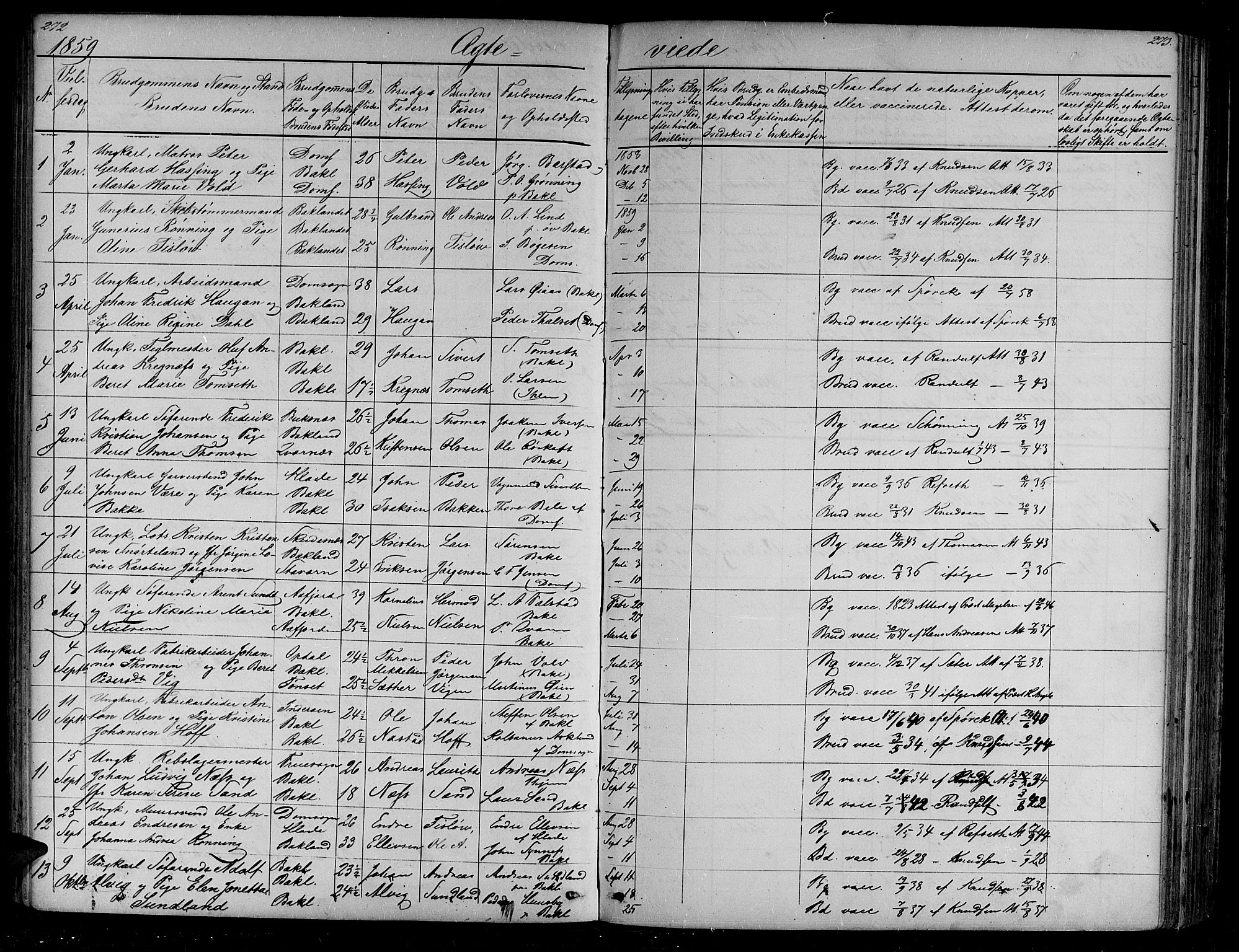 Ministerialprotokoller, klokkerbøker og fødselsregistre - Sør-Trøndelag, SAT/A-1456/604/L0219: Parish register (copy) no. 604C02, 1851-1869, p. 272-273