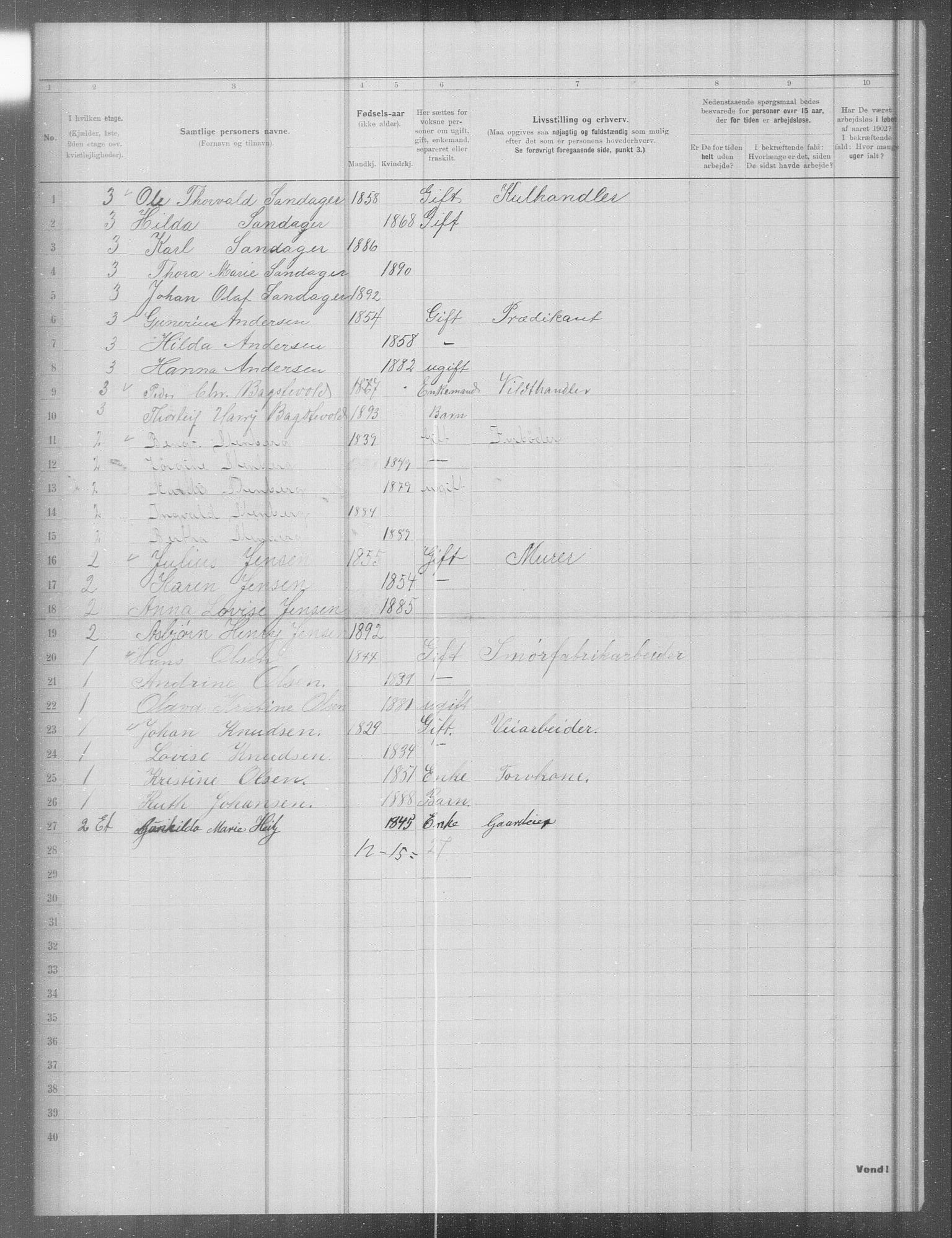 OBA, Municipal Census 1902 for Kristiania, 1902, p. 9900