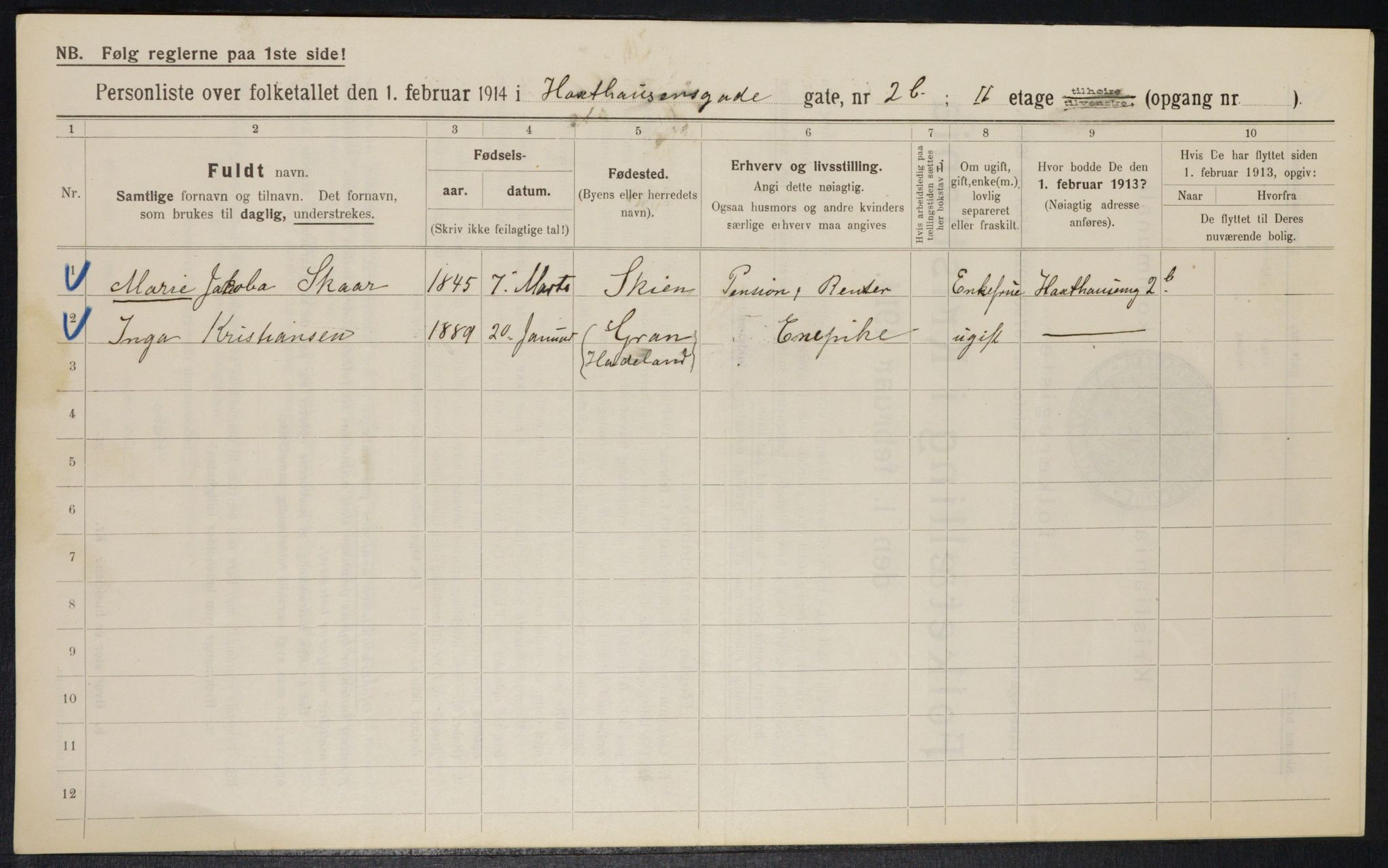 OBA, Municipal Census 1914 for Kristiania, 1914, p. 35591