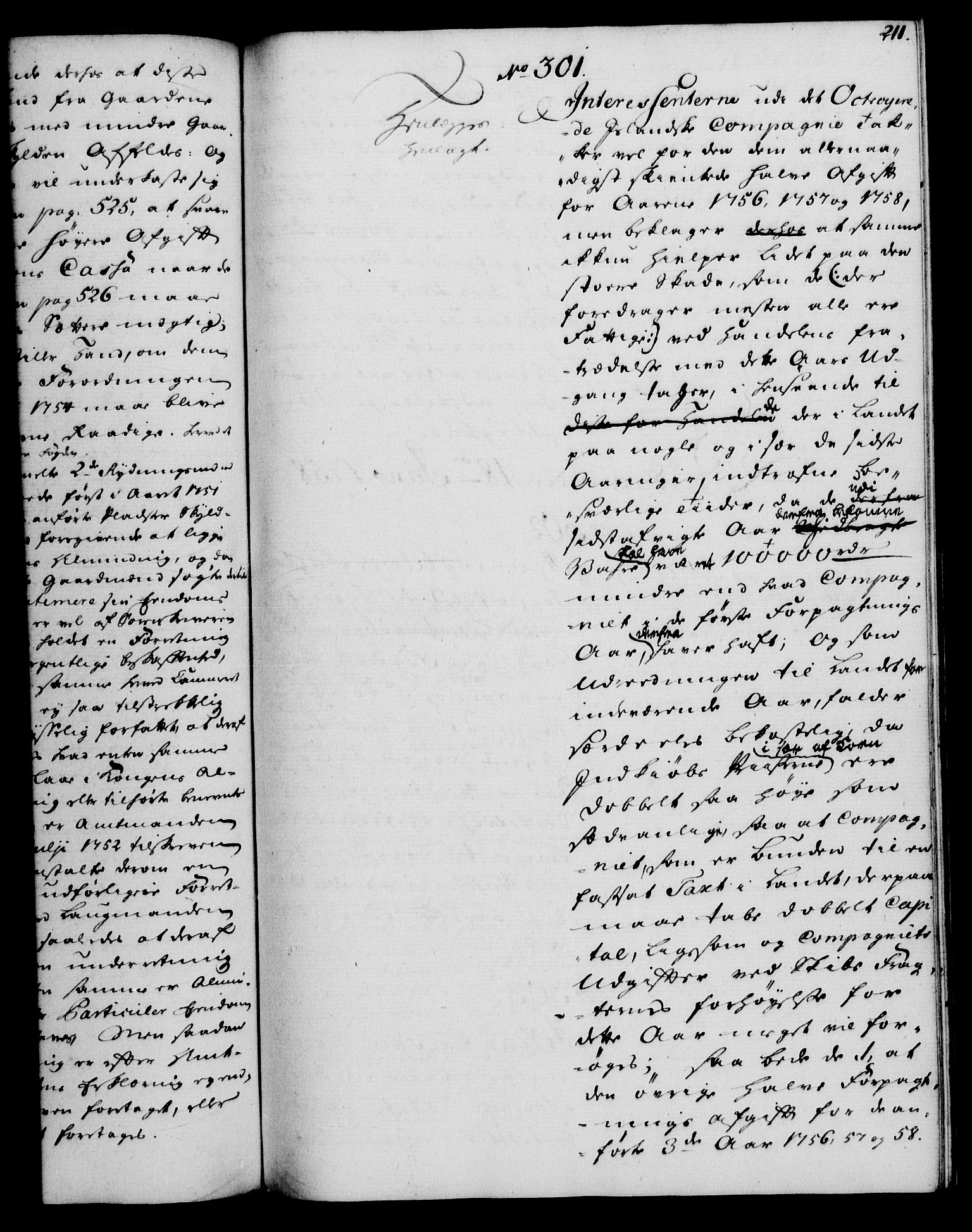 Rentekammeret, Kammerkanselliet, RA/EA-3111/G/Gh/Gha/L0034: Norsk ekstraktmemorialprotokoll (merket RK 53.79), 1756-1759, p. 211