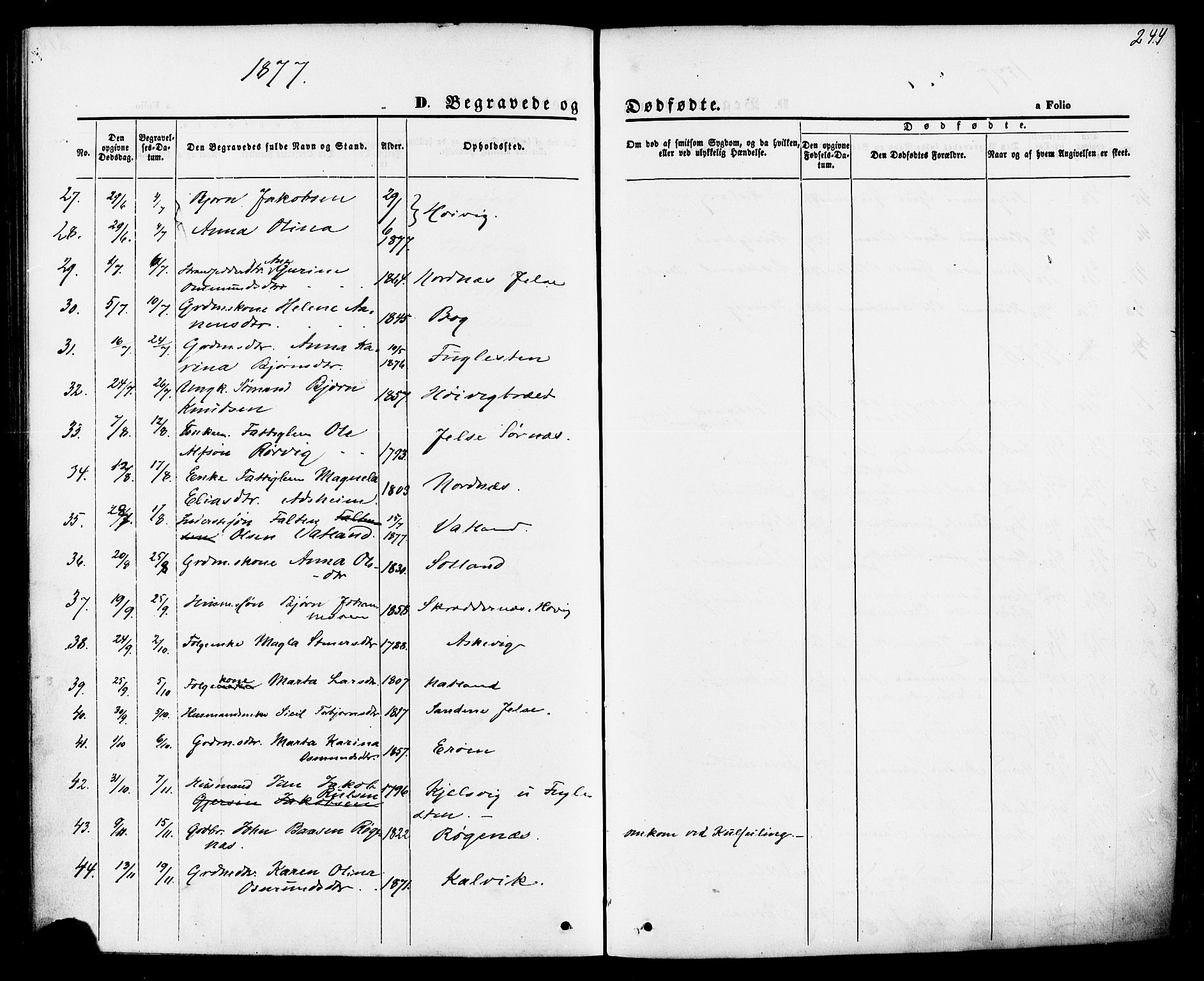 Jelsa sokneprestkontor, AV/SAST-A-101842/01/IV: Parish register (official) no. A 8, 1867-1883, p. 244