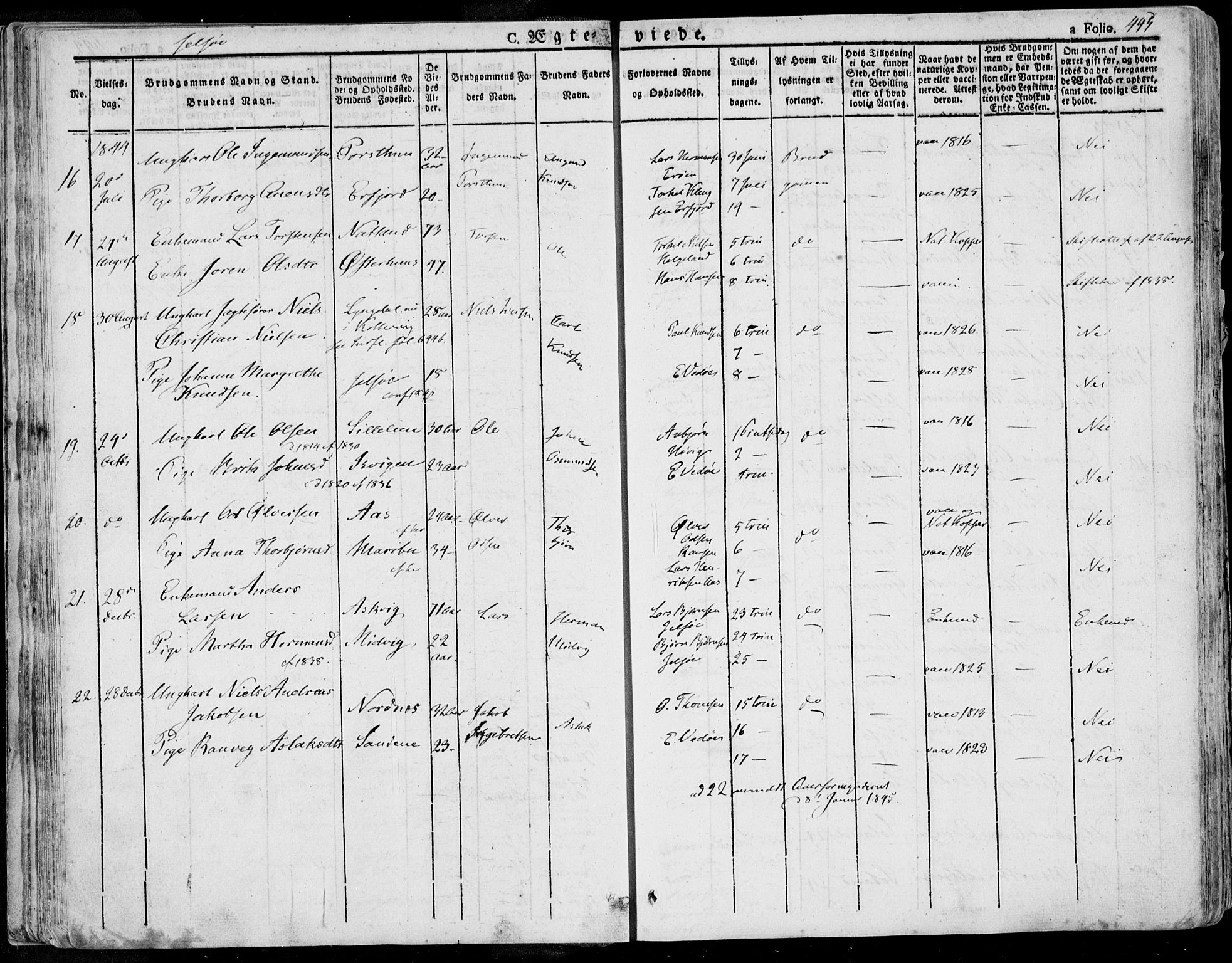 Jelsa sokneprestkontor, AV/SAST-A-101842/01/IV: Parish register (official) no. A 6.2, 1828-1853, p. 445