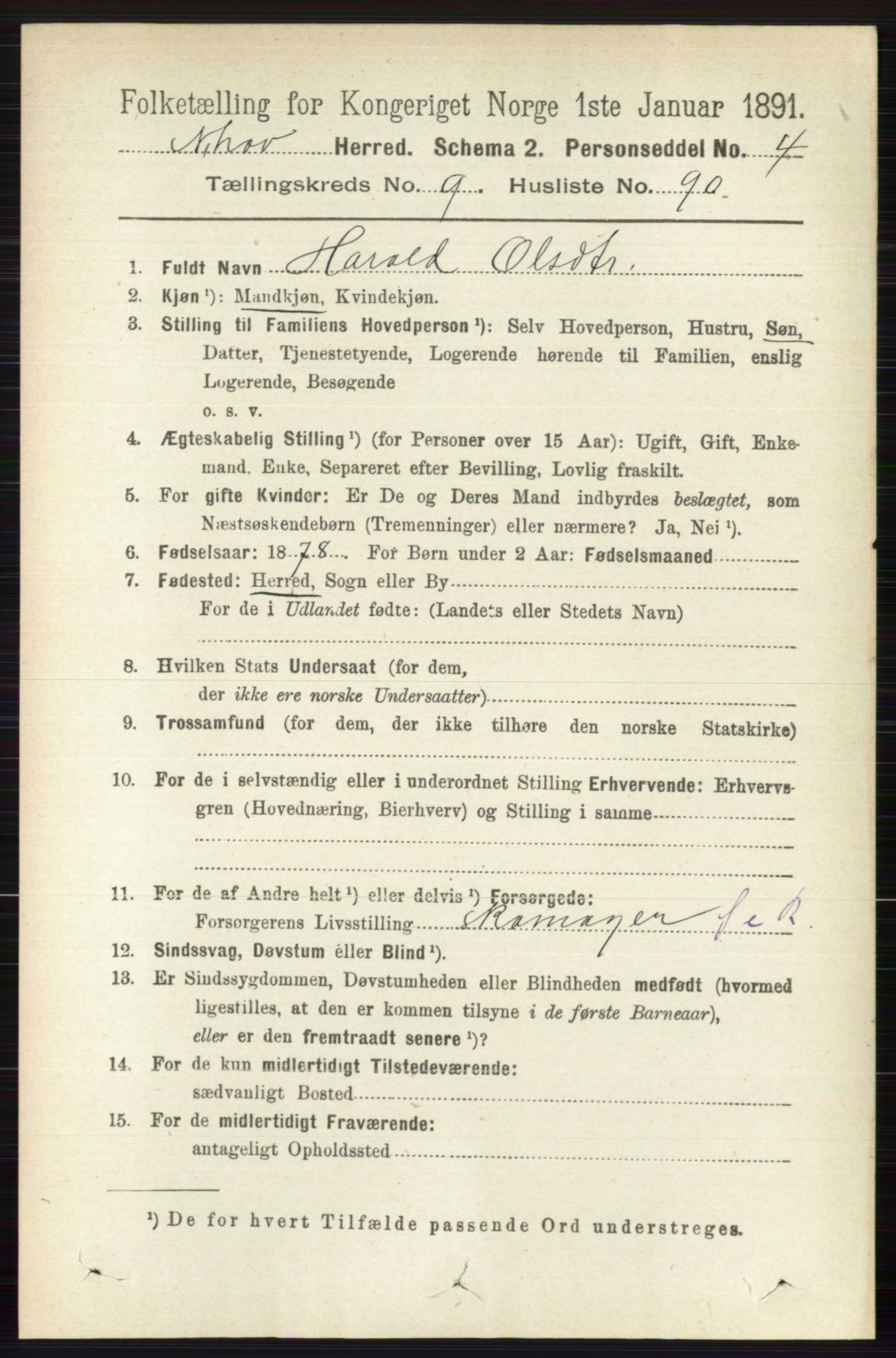 RA, 1891 census for 0613 Norderhov, 1891, p. 7255