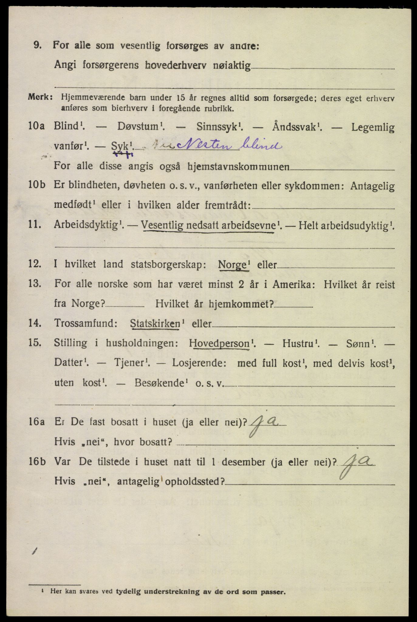 SAK, 1920 census for Hægebostad, 1920, p. 2012