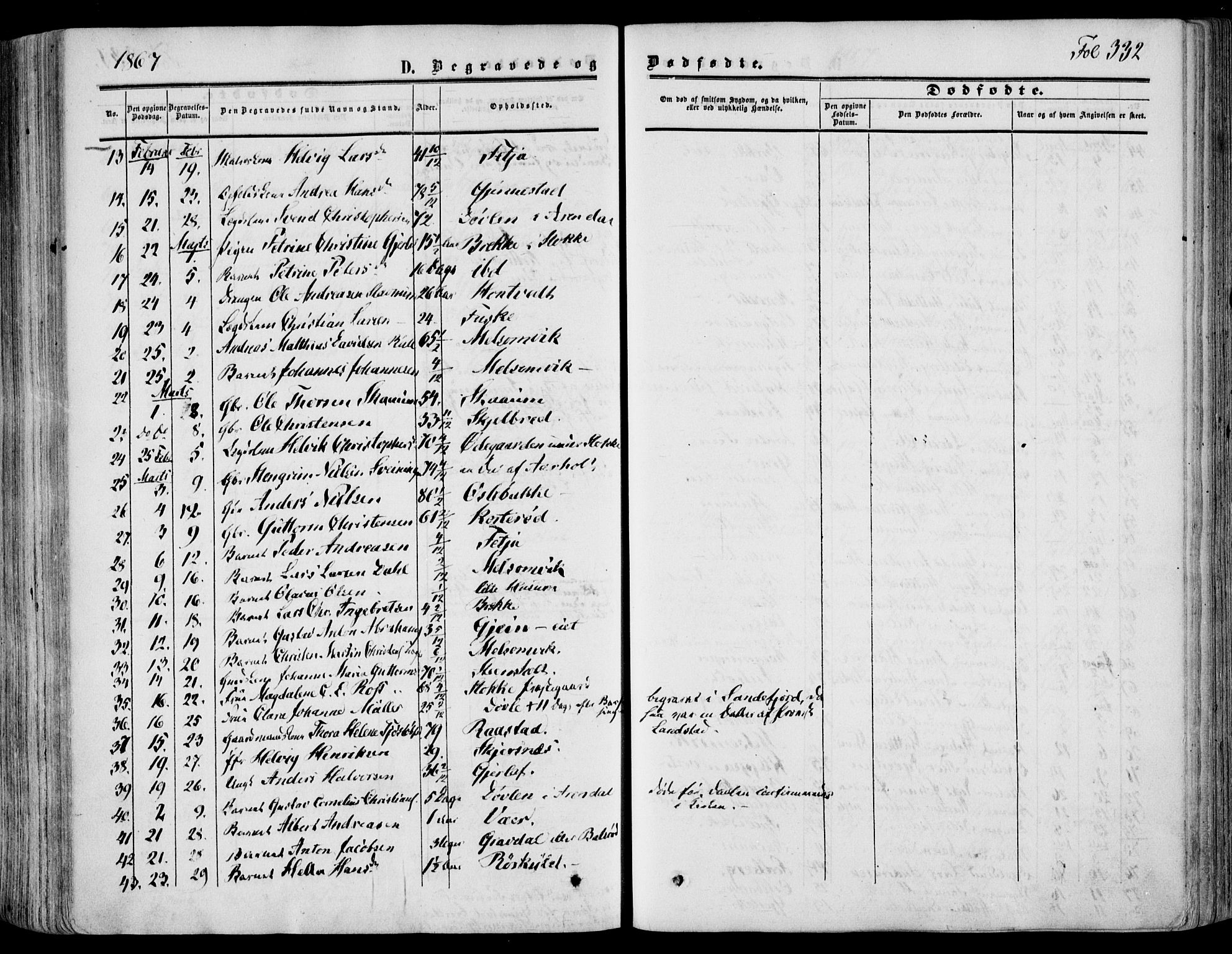 Stokke kirkebøker, AV/SAKO-A-320/F/Fa/L0008: Parish register (official) no. I 8, 1858-1871, p. 332