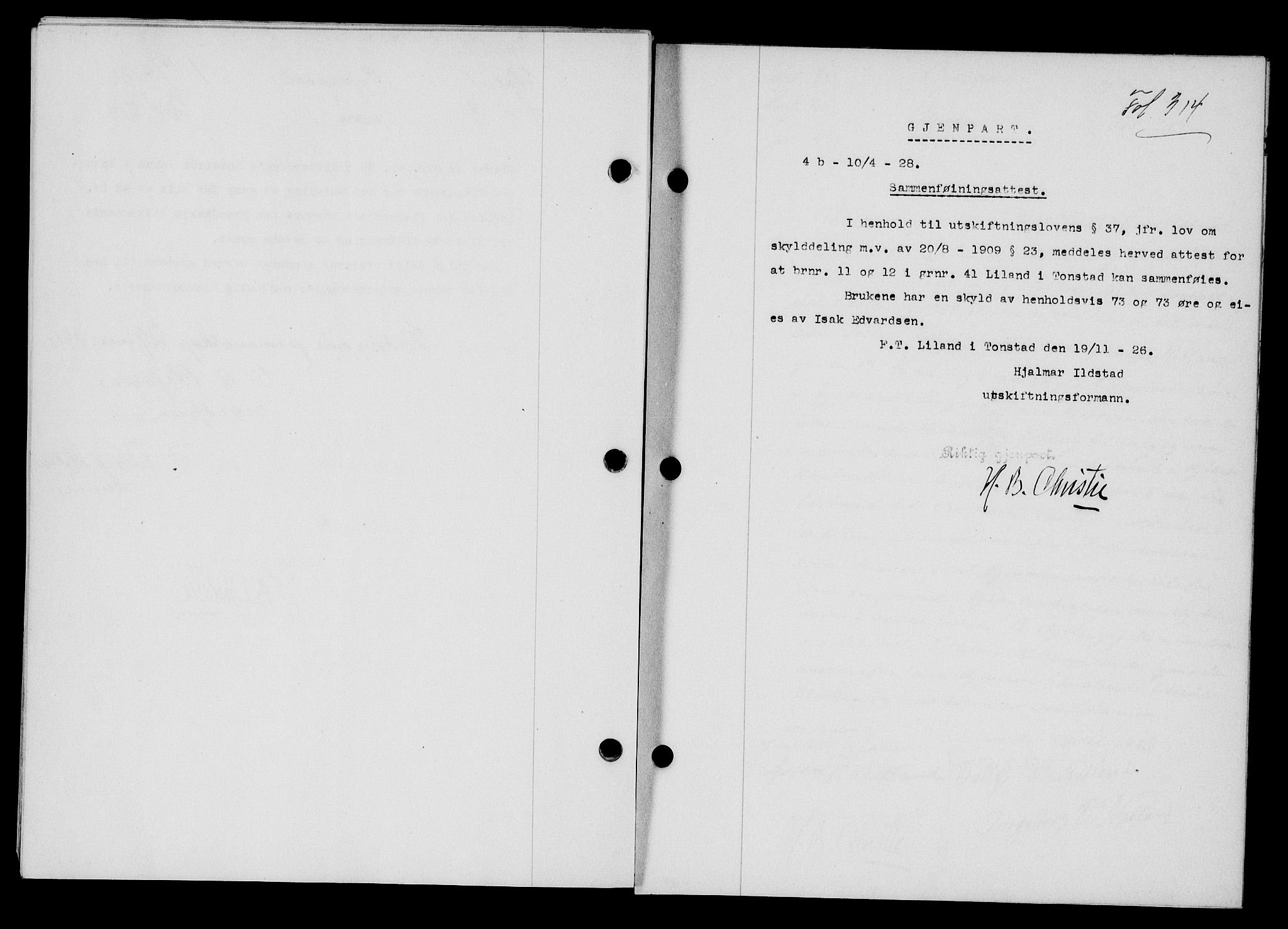 Flekkefjord sorenskriveri, SAK/1221-0001/G/Gb/Gba/L0044: Mortgage book no. 42, 1928-1929, Deed date: 10.04.1928