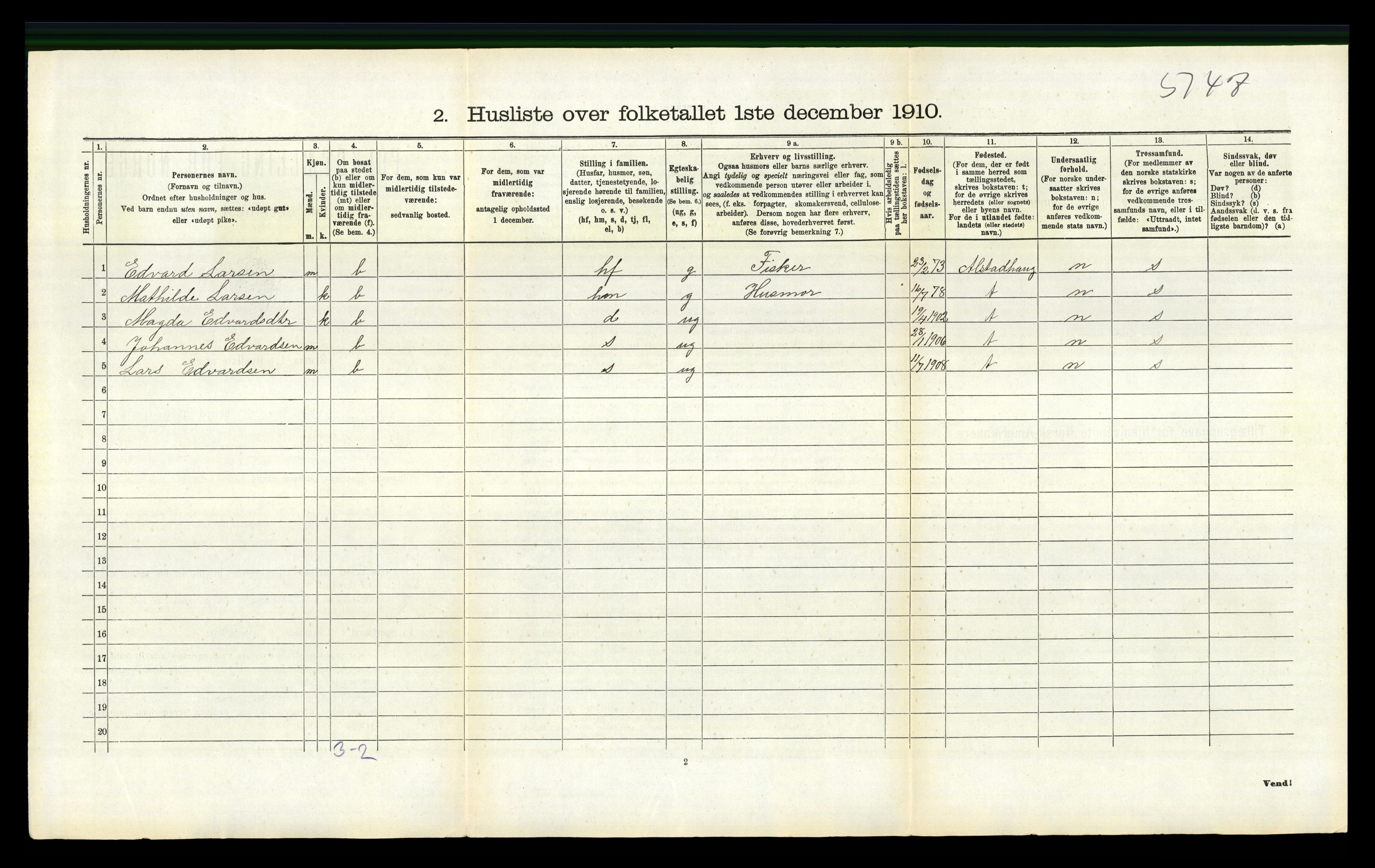 RA, 1910 census for Torvastad, 1910, p. 644