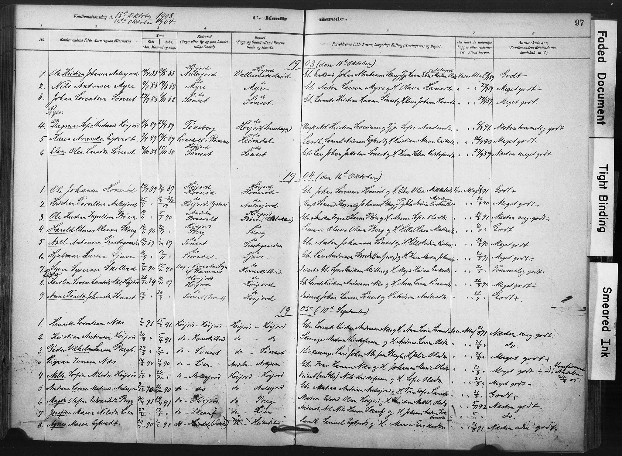 Andebu kirkebøker, AV/SAKO-A-336/F/Fb/L0001: Parish register (official) no. II 1, 1878-1909, p. 97