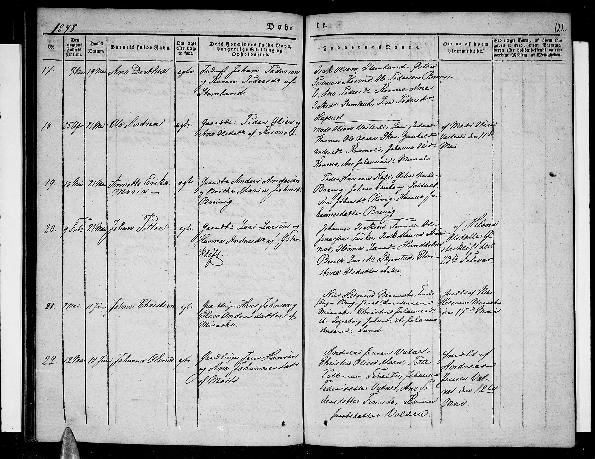 Ministerialprotokoller, klokkerbøker og fødselsregistre - Nordland, SAT/A-1459/852/L0737: Parish register (official) no. 852A07, 1833-1849, p. 121