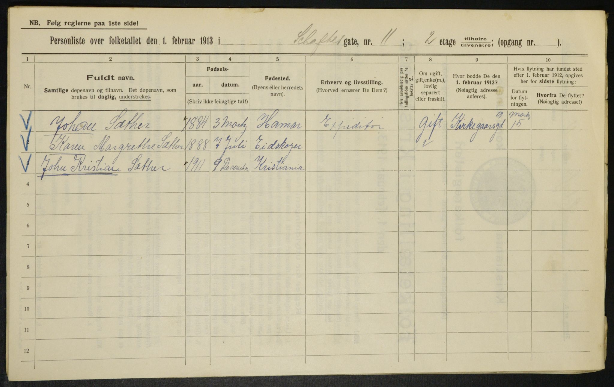 OBA, Municipal Census 1913 for Kristiania, 1913, p. 89377