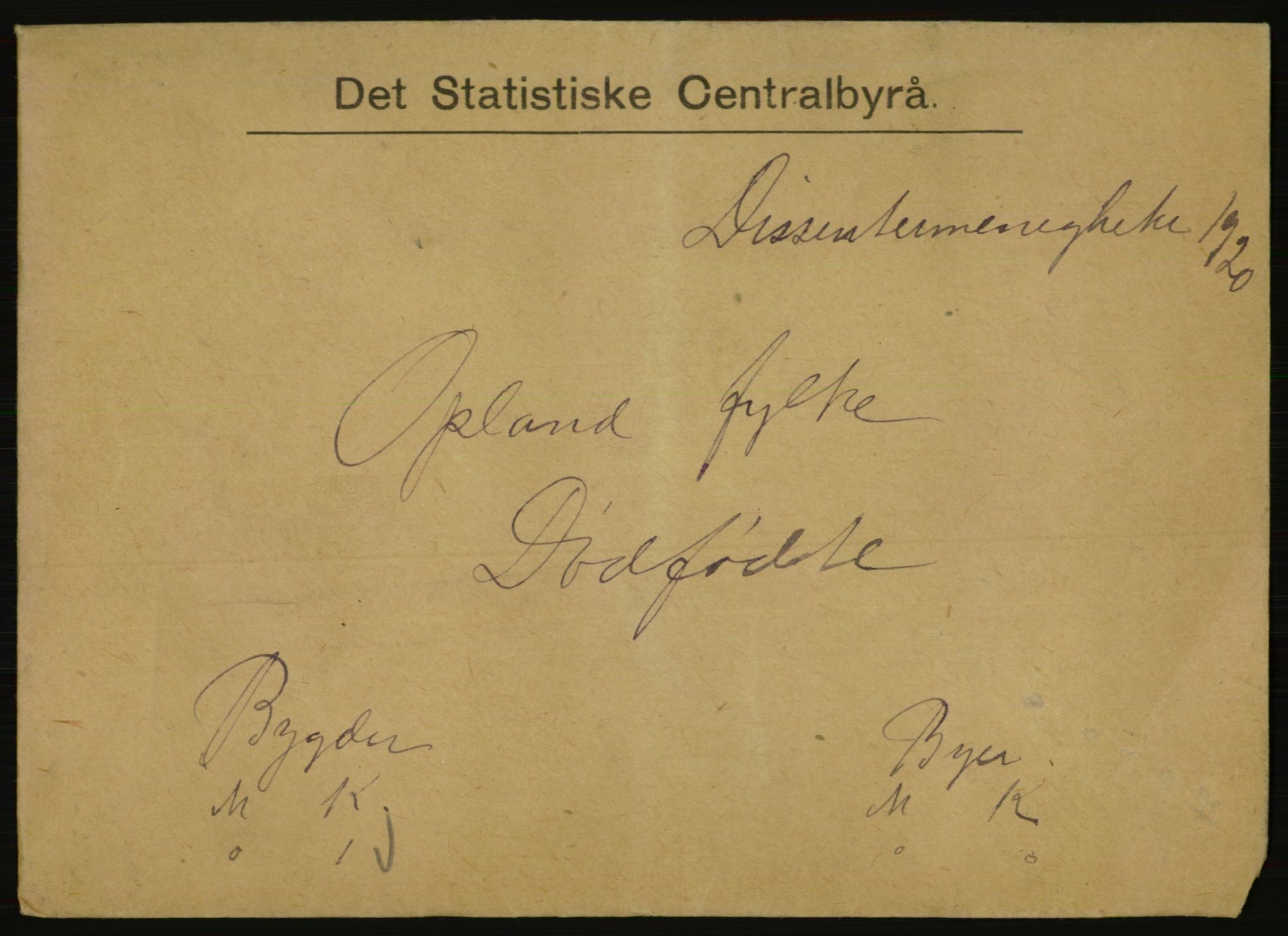 Statistisk sentralbyrå, Sosiodemografiske emner, Befolkning, AV/RA-S-2228/E/L0018: Fødte, gifte, døde dissentere., 1920, p. 3655