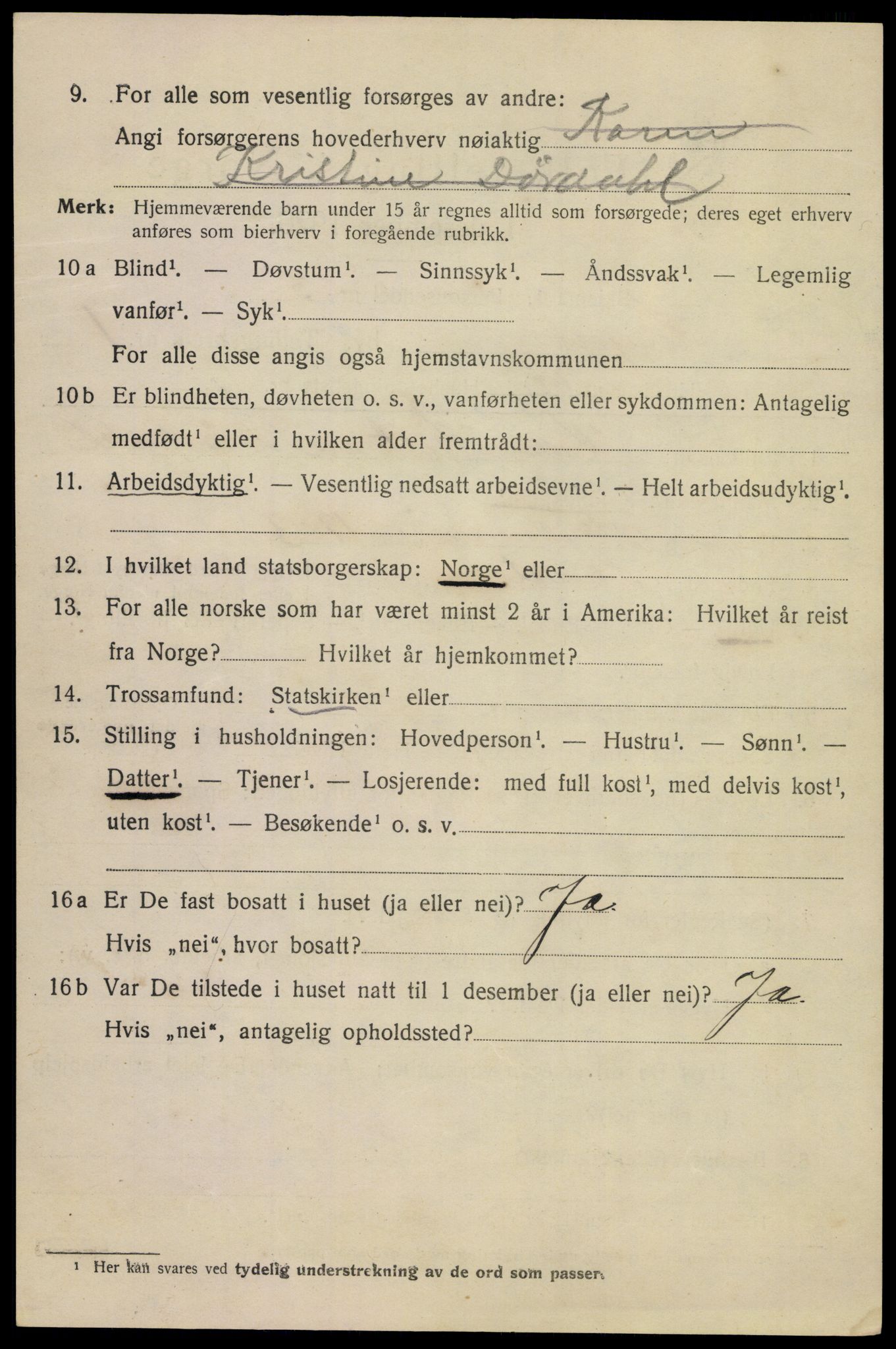 SAKO, 1920 census for Kragerø, 1920, p. 4970