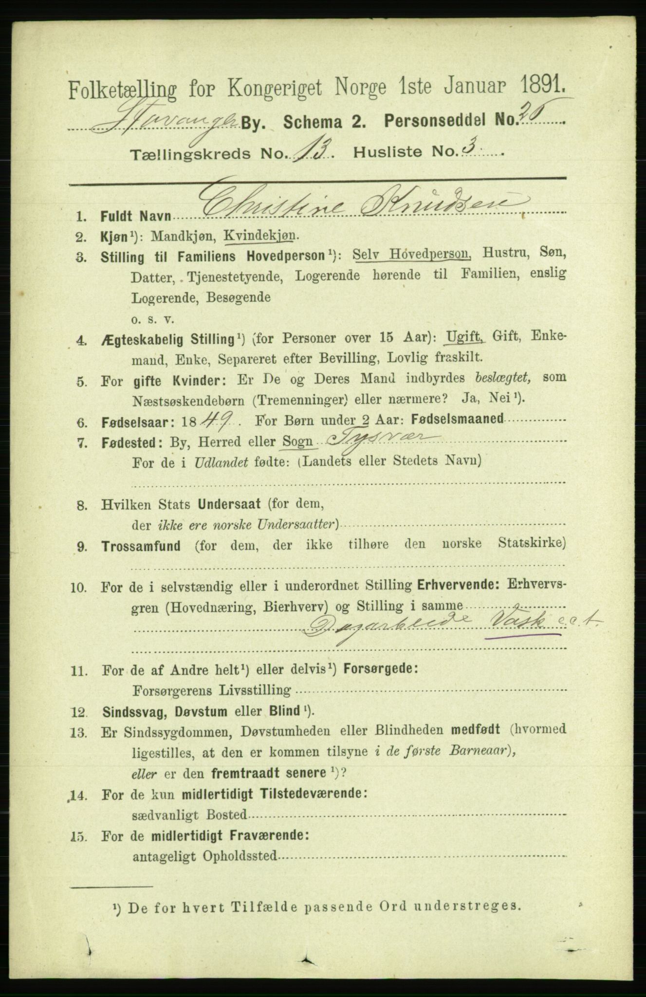 RA, 1891 census for 1103 Stavanger, 1891, p. 16066