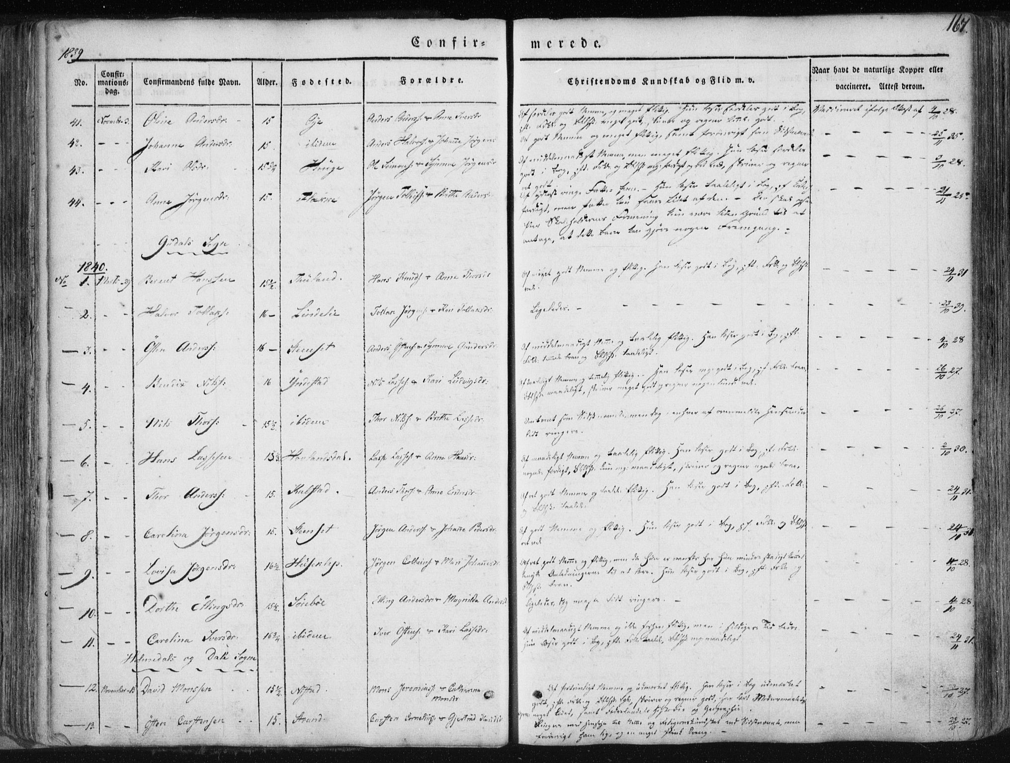 Fjaler sokneprestembete, AV/SAB-A-79801/H/Haa/Haaa/L0006: Parish register (official) no. A 6, 1835-1884, p. 167