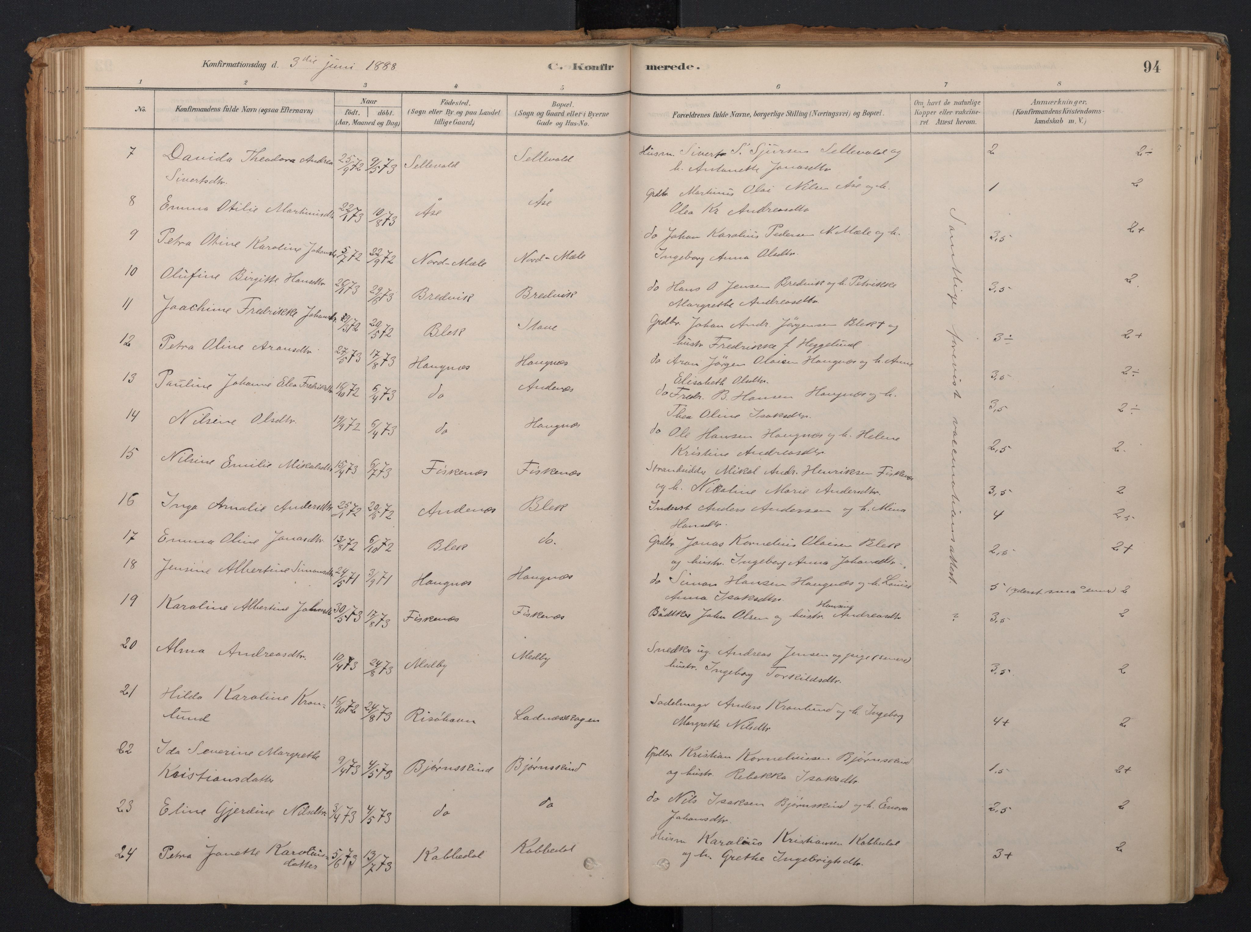 Ministerialprotokoller, klokkerbøker og fødselsregistre - Nordland, AV/SAT-A-1459/897/L1399: Parish register (official) no. 897A06, 1881-1896, p. 94