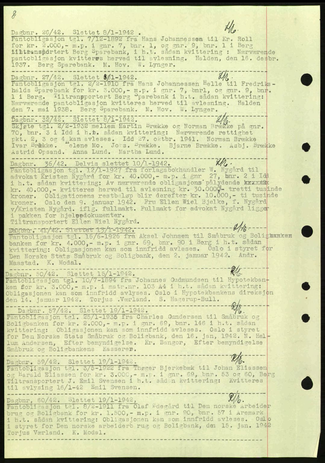 Idd og Marker sorenskriveri, AV/SAO-A-10283/G/Gb/Gbc/L0002: Mortgage book no. B4-9a, 1939-1945, Diary no: : 26/1942