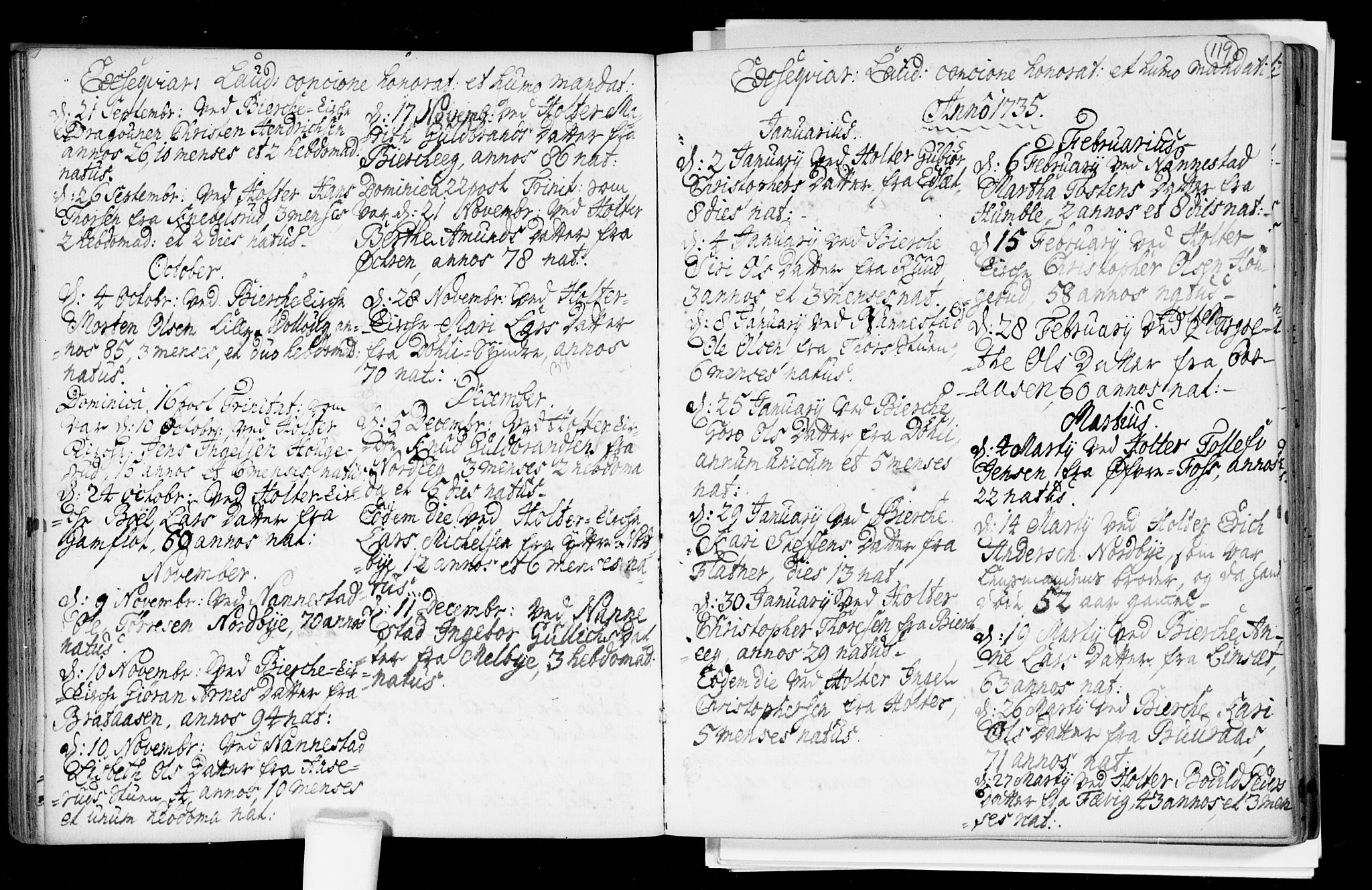 Nannestad prestekontor Kirkebøker, SAO/A-10414a/F/Fa/L0005: Parish register (official) no. I 5, 1729-1738, p. 119