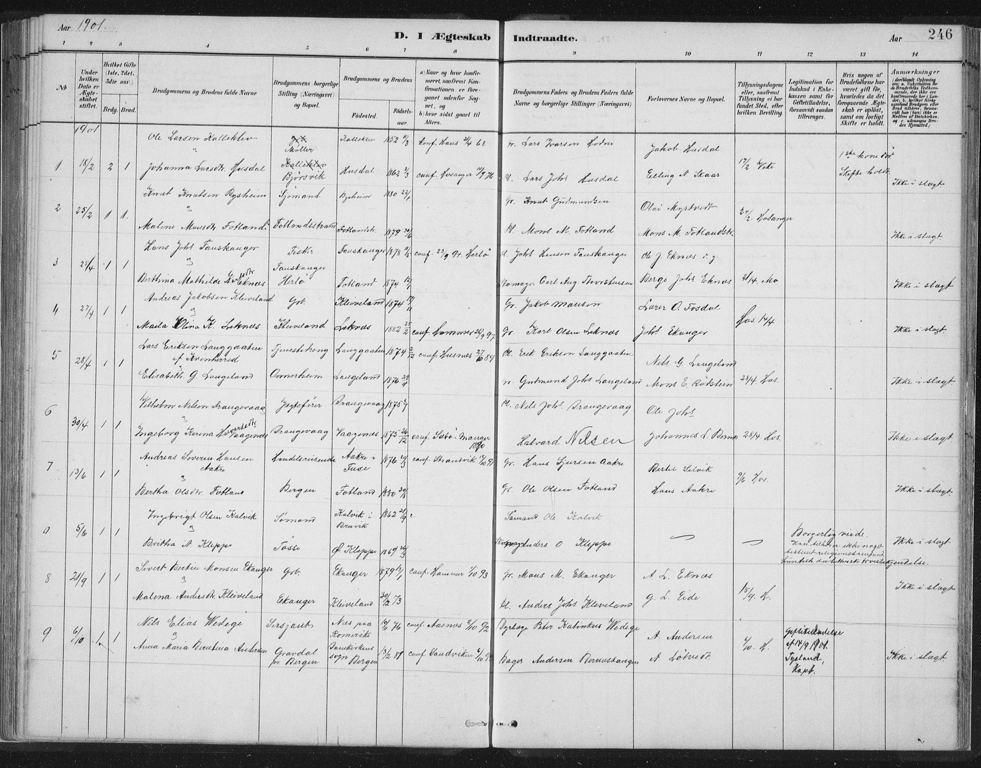 Hosanger sokneprestembete, AV/SAB-A-75801/H/Hab: Parish register (copy) no. A 3 II, 1882-1903, p. 246