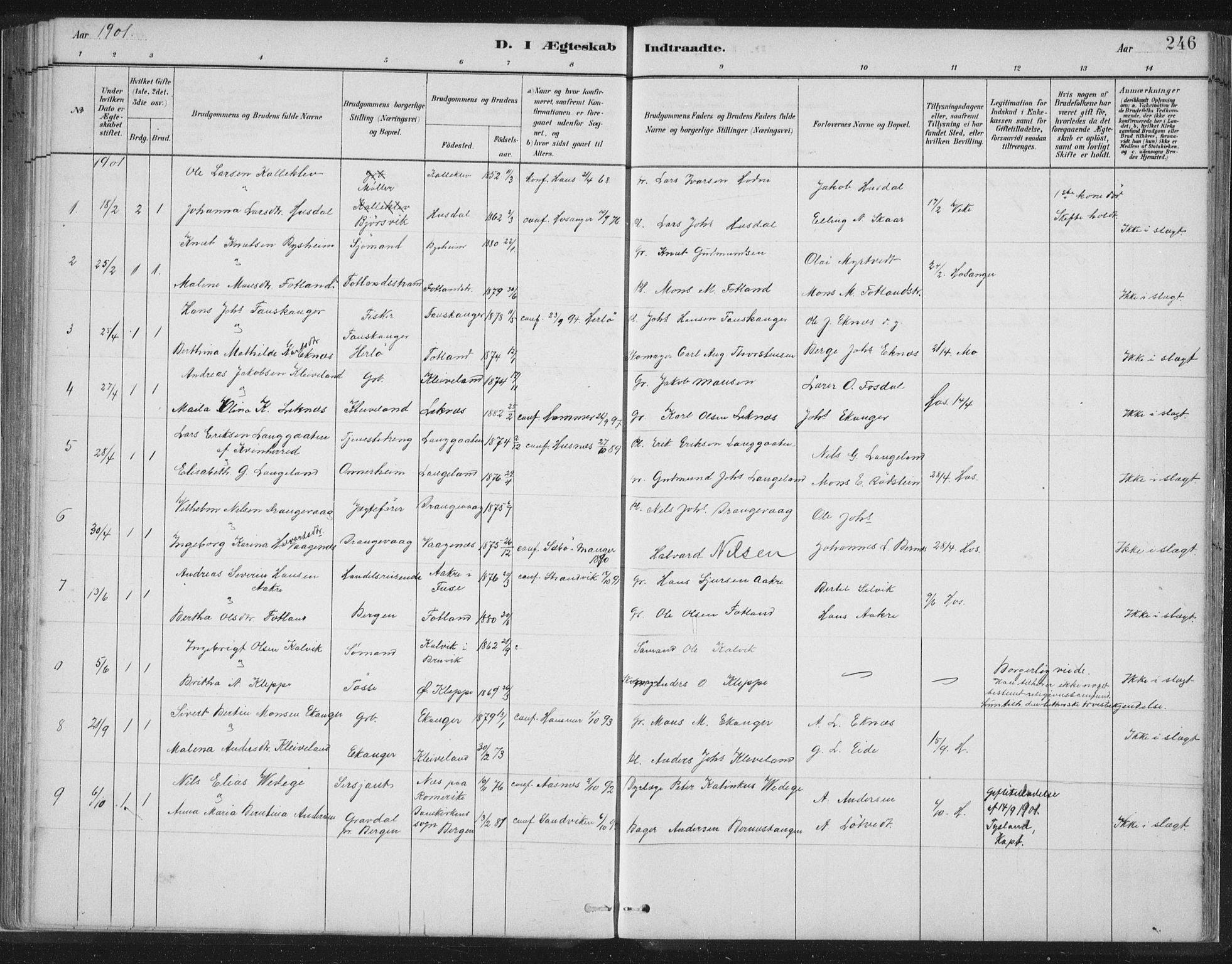 Hosanger sokneprestembete, AV/SAB-A-75801/H/Hab: Parish register (copy) no. A 3 II, 1882-1903, p. 246